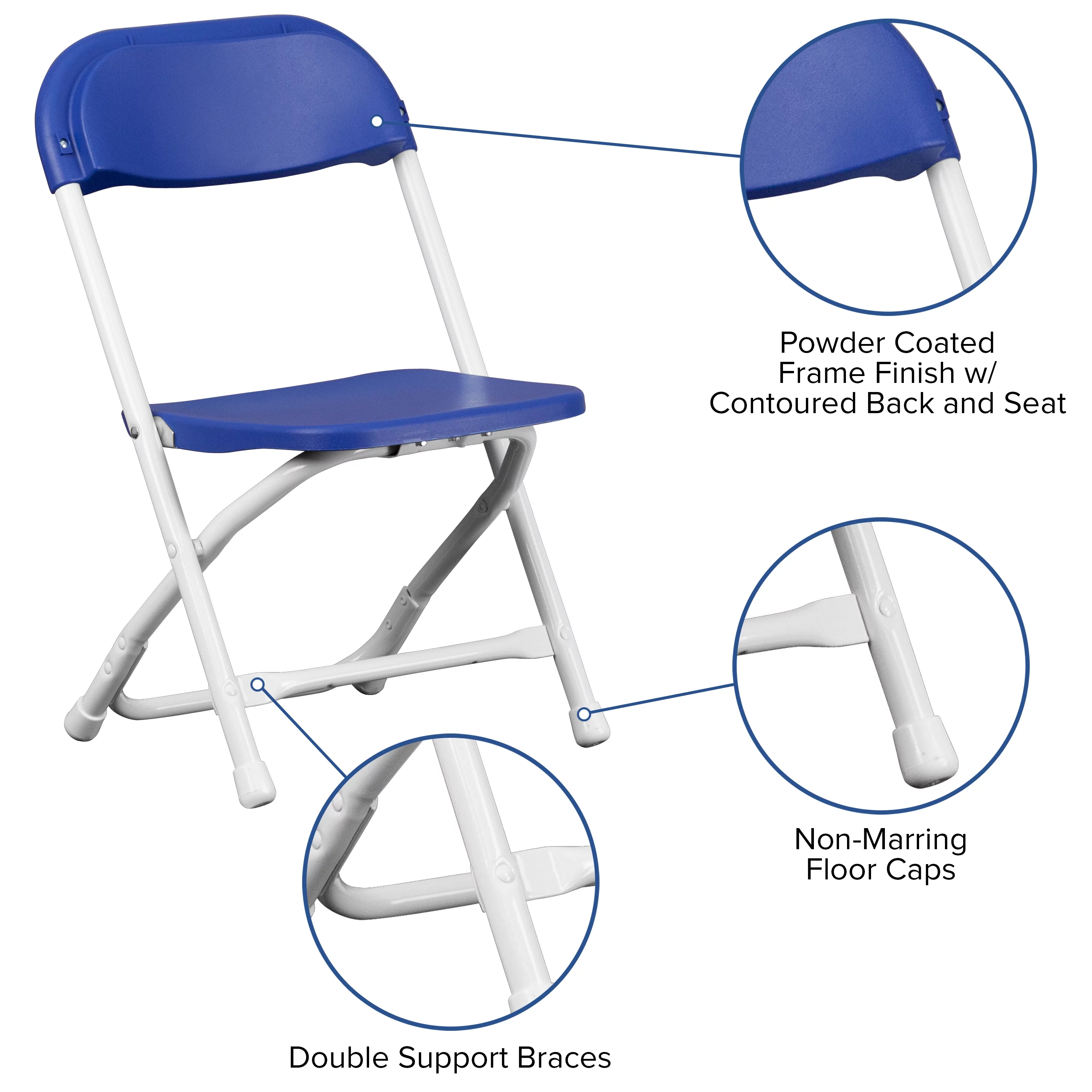 BizChair 10 Pack Kids White Plastic Folding Chair