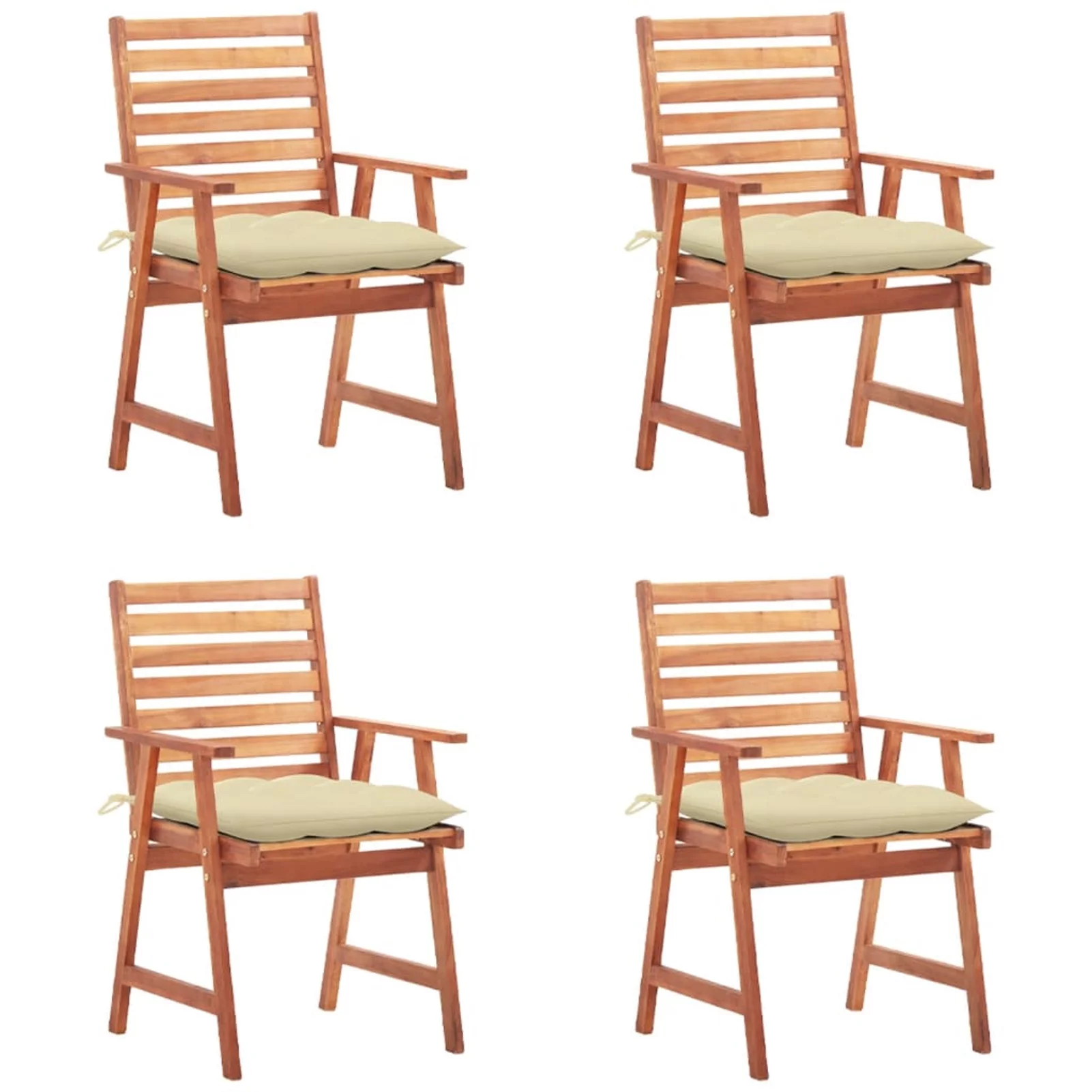 Anself 4 Piece Garden Chairs with Cream Cushion Aacia Wood  Dining Chair for Patio, Balcony, Backyard,  Furniture 22 x 24.4 x 36.2 Inches (W x D x H)