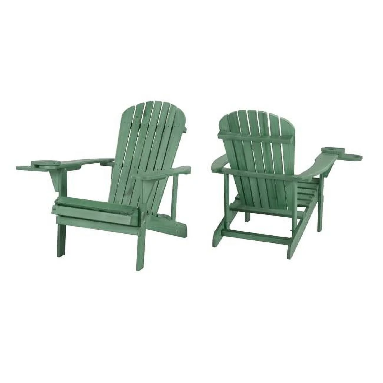 W Unlimited  6 in. Earth Adirondack Chair with Phone & Cup Holder, Sea Green - Set of 2