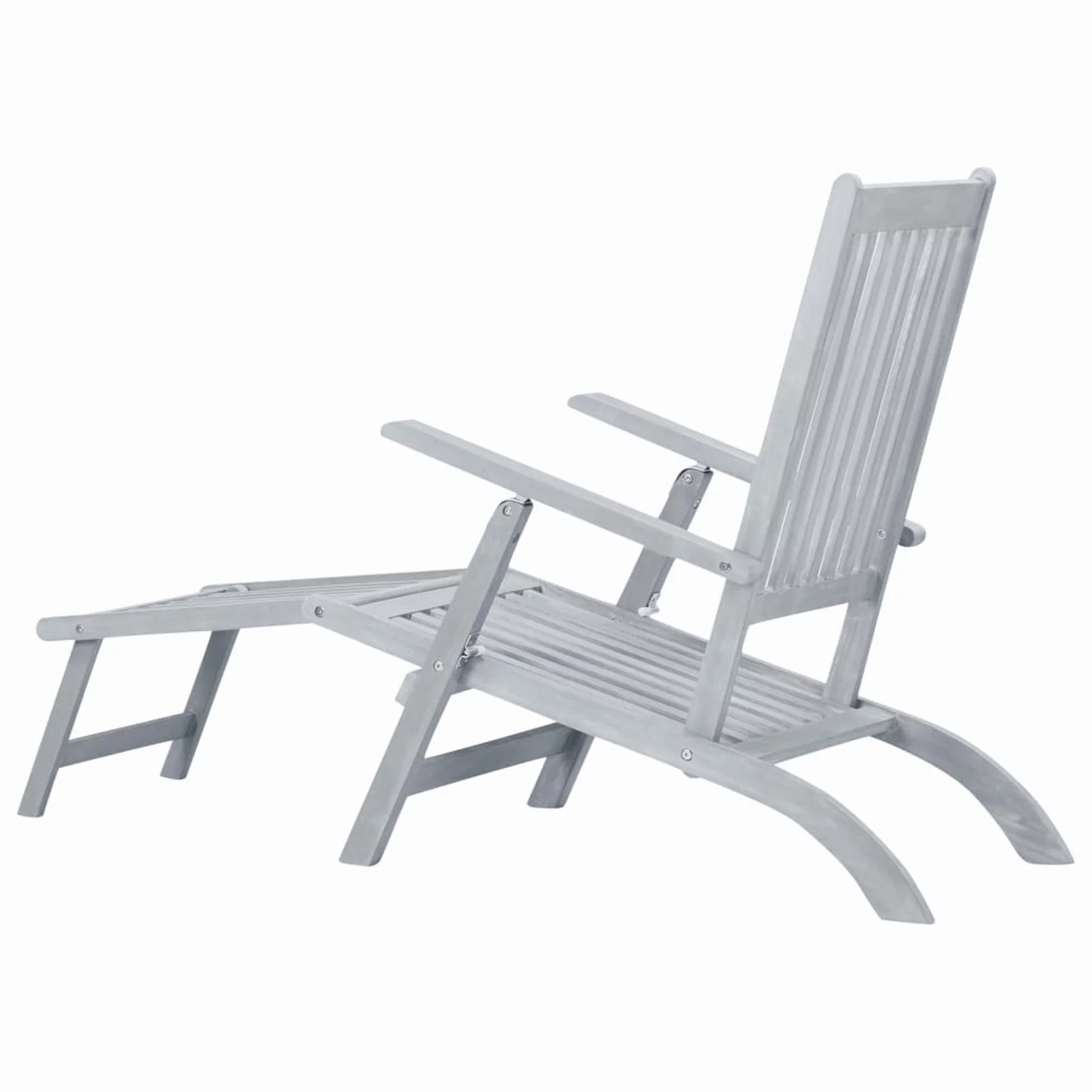 Suzicca Patio Deck Chair with Footrest Gray Wash Solid Acacia Wood