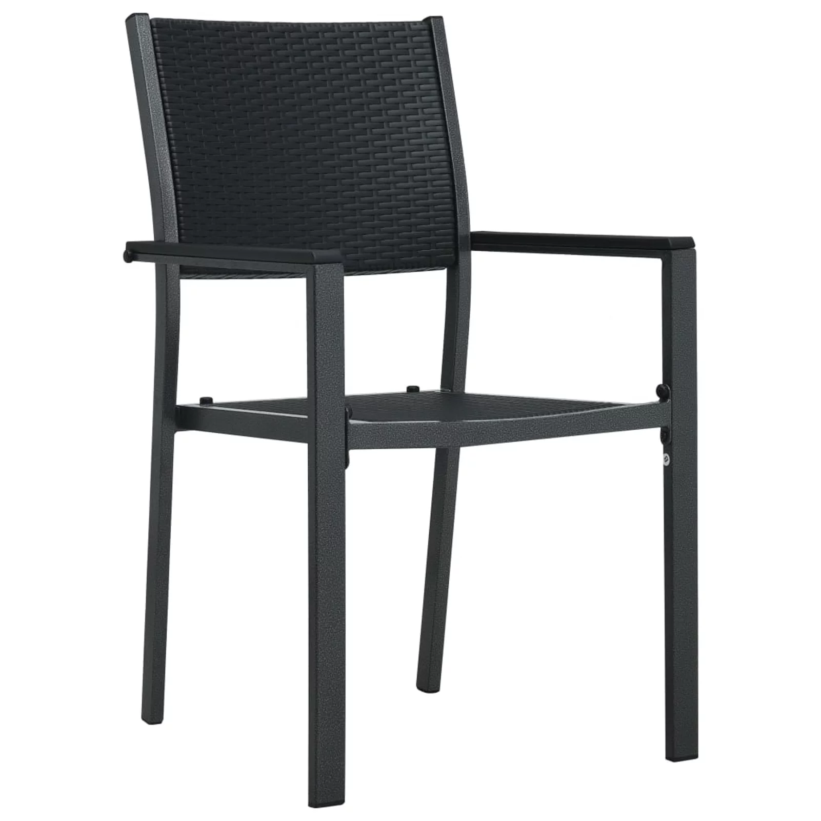 Dcenta 2 Piece Garden Chairs Plastic Rattan Look and Steel Outdoor Dining Chair Black for Patio, Backyard, Lawn, Balcony, Dining Room, Outdoor Furniture 23 x 21.1 x 34.8 Inches (W x D x H)