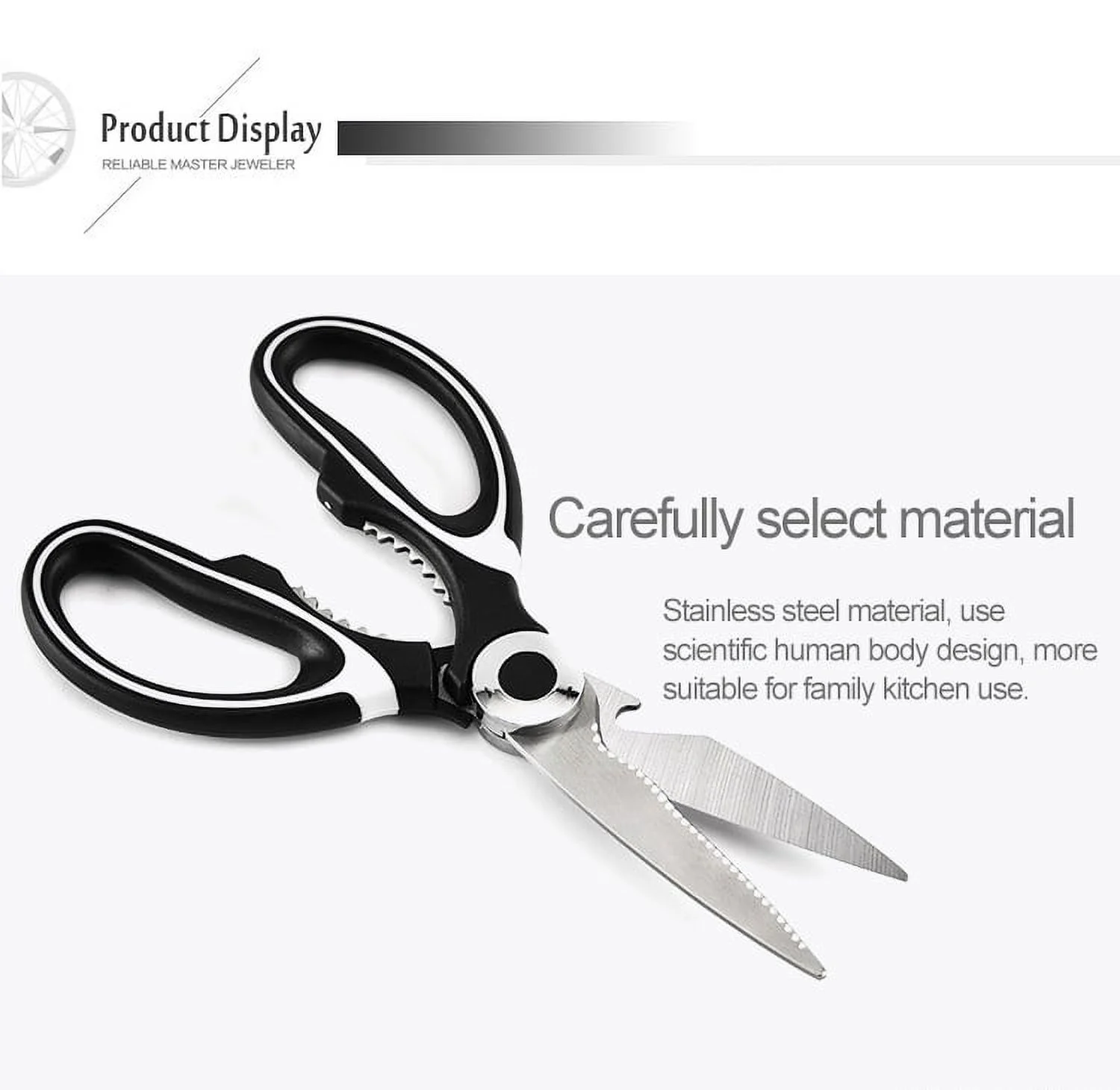 Kitchen Shears Multi-Purpose Utility Kitchen Scissors with Blade Cover - Stainless Steel Heavy Duty, Super Sharp, Black