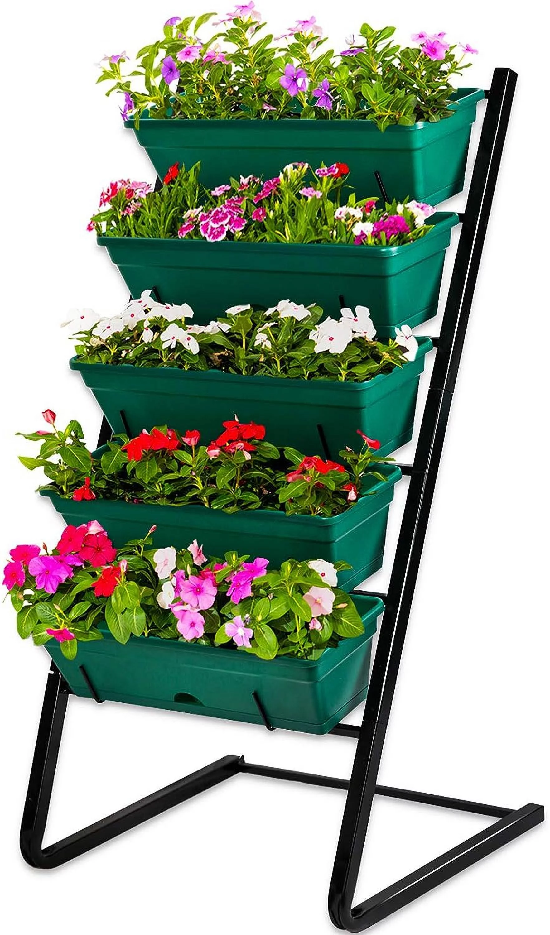 Vertical Garden Herb Raised Bed 4FT Freestanding Elevated Planters with 5 Container Boxes, Good for Patio Balcony Indoor Outdoor (Green)