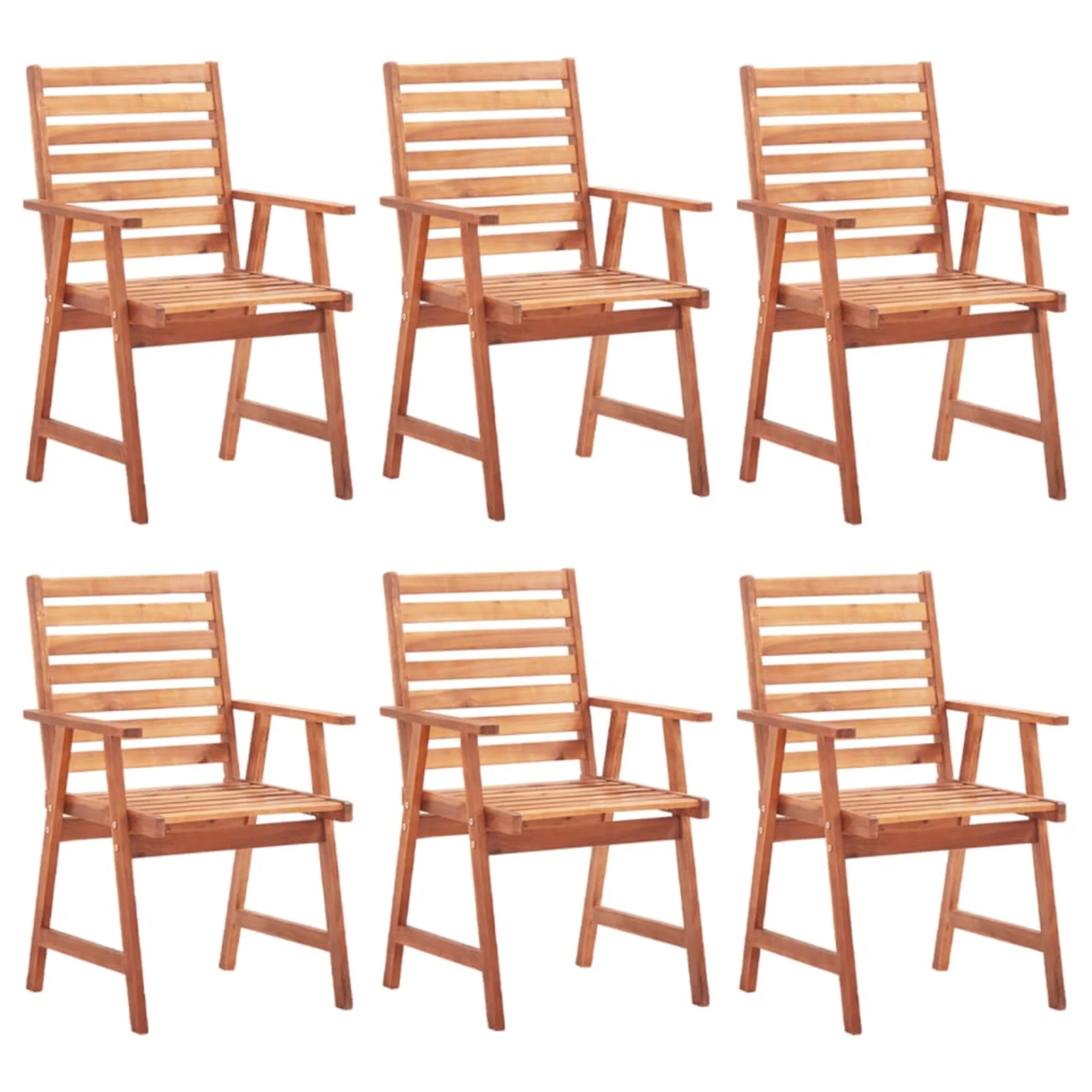 Anself Set of 6 Garden Chairs with Cream Cushion Acacia Wood Patio Dining Chair for Balcony, Terrace, Outdoor Furniture 22in x 24.4in x 36.2in