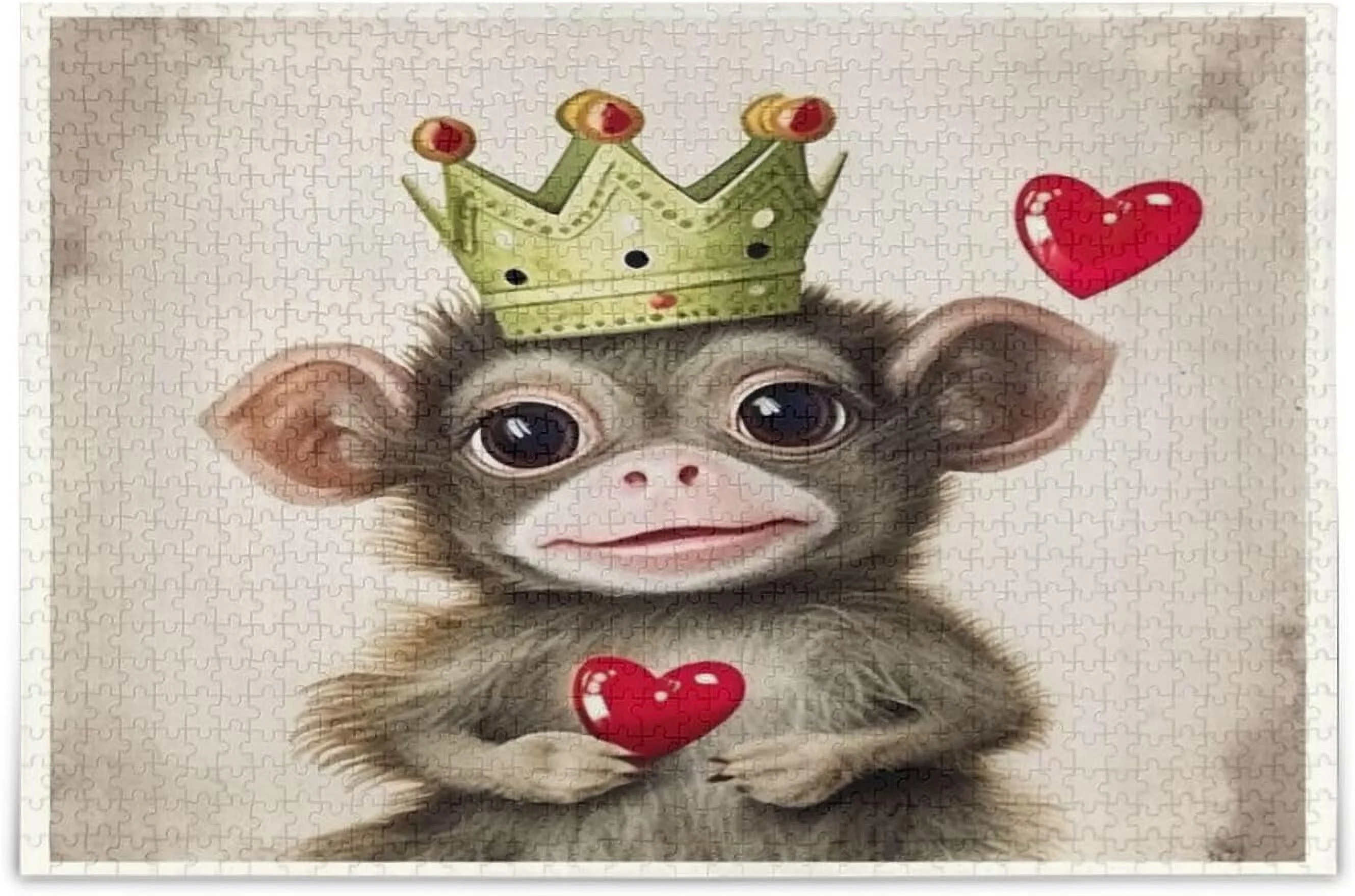 FREEAMG Cute Monkey Prince Jigsaw Puzzles for Adults or Kids 1000 Piece, Decompression Fun Family Puzzles Game for Christmas Holiday Toy Gift