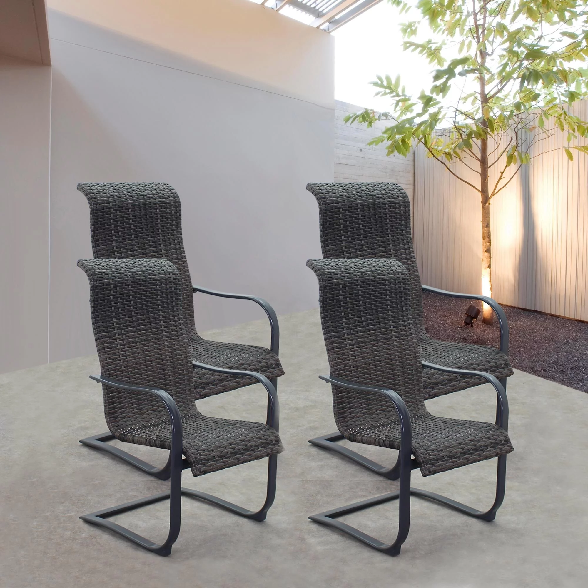 Courtyard Casual  Santa Fe Aluminum Spring Chair Wicker Seat Set of 4 Price is for set of 4