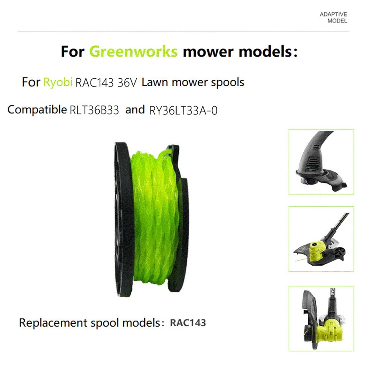 ALLTIMES 6PCS RAC143 Replacement Spool + AC14HCA Trimmer Spool Cover for Ryobi+ Series Cordless Trimmer Models