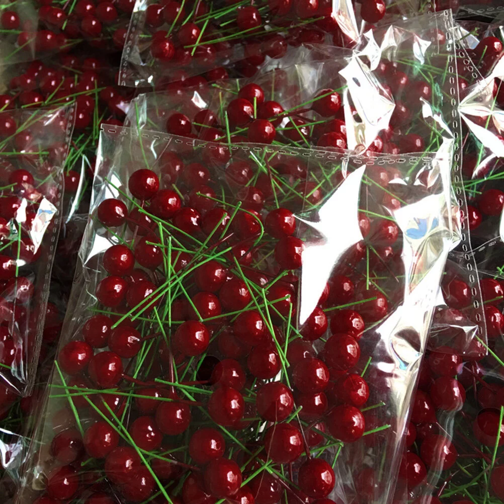 100 Pcs Simulation Cherry Artificial Lifelike Cherry Christmas Decoration High Imitation Handmade Cherry Decoration Fake Fruit