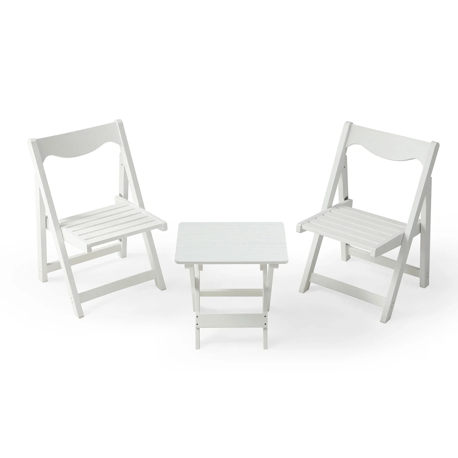 Durable White Rectangular Foldable Small Table and Chair Set with 2 Comfortable Chairs for Home  Office or Outdoor Use - Made of Long-lasting and Easy to Clean HIPS Material and Built for