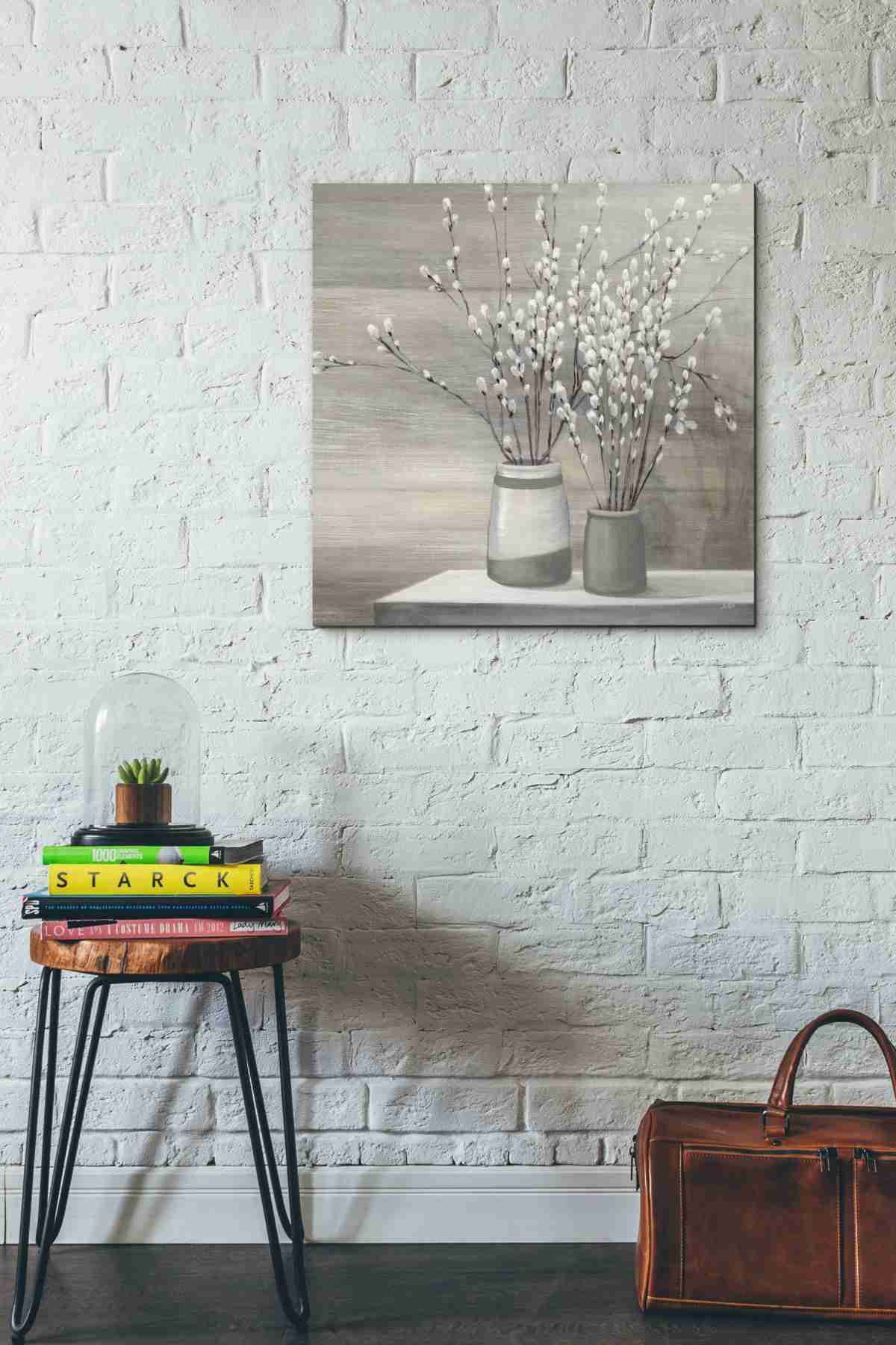 Epic Graffiti 'Pussy Willow Still Life Gray Pots' by Julia Purinton, Canvas Wall Art, 18
