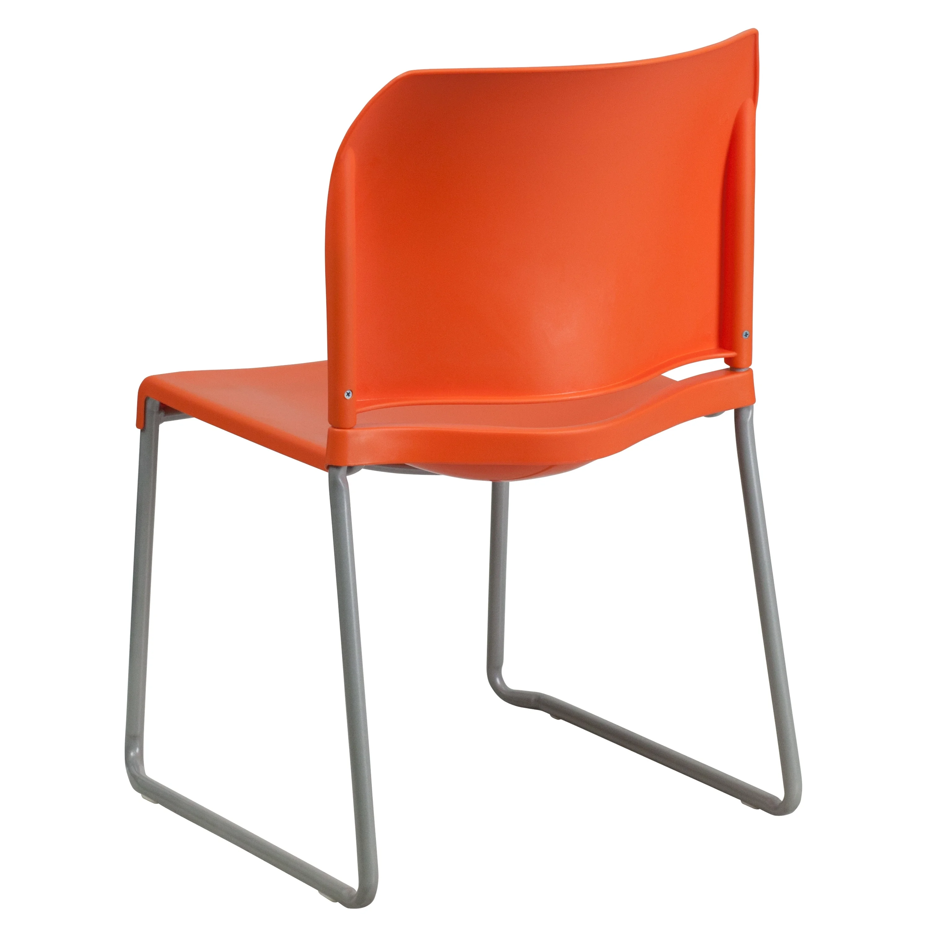 Lancaster Home 880 lb. Capacity Full Back Contoured Stack Chair with Powder Coated Sled Base Orange