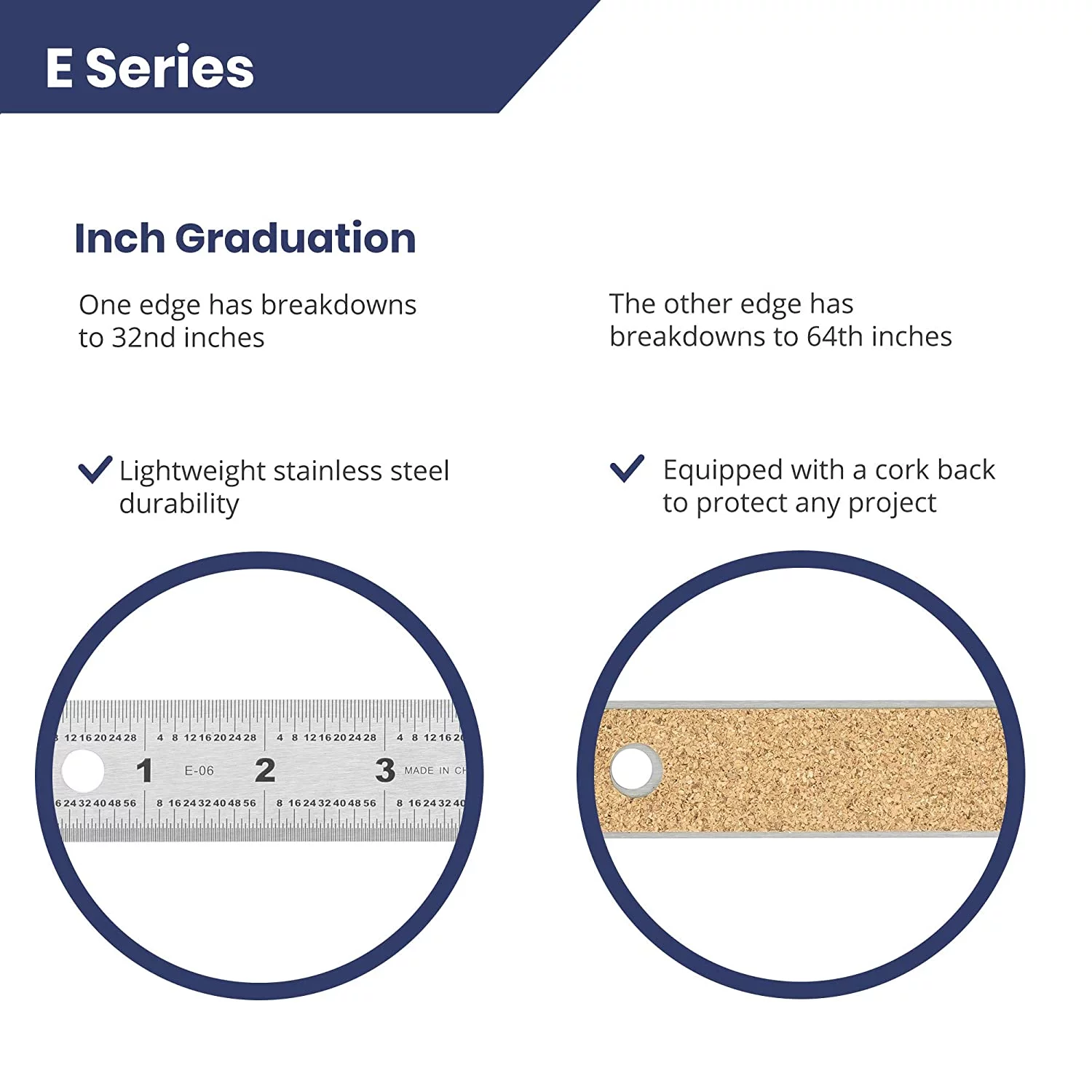 Pacific Arc Stainless Steel Ruler with 32nd and 64th Graduations