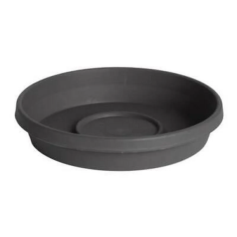 5PK Bloem Terra 14 in. Dia. Resin Tray Charcoal