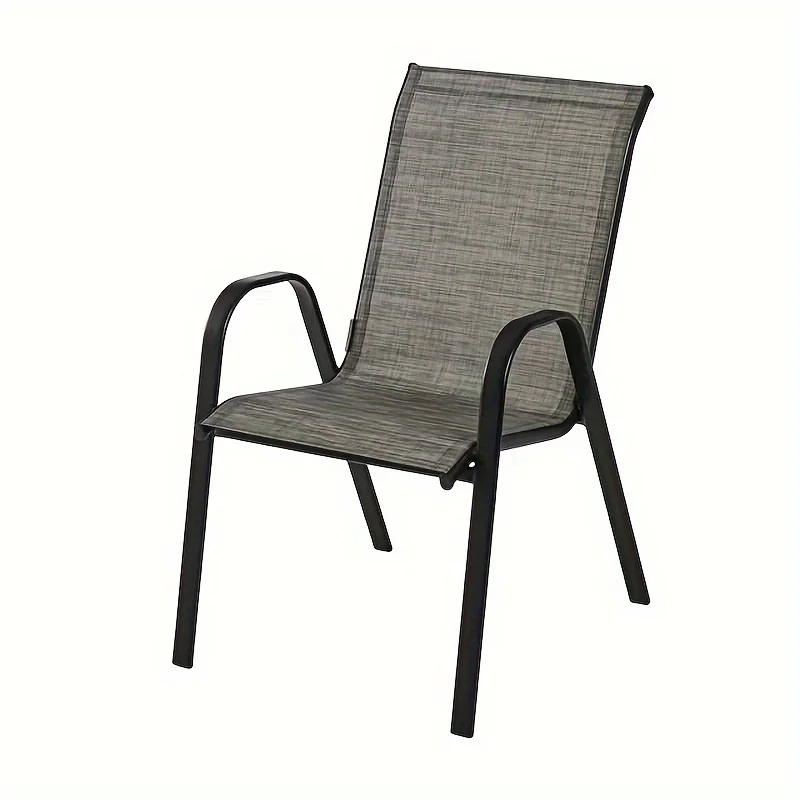 Patio chairs, armchairs, outdoor high stacked chairs, breathable comfortable seating fabric for all weather, alloy steel frame for backyard, porch, garden, sun room - gray