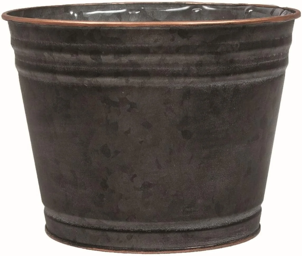 Black and Copper Colored Rim Planter Metal