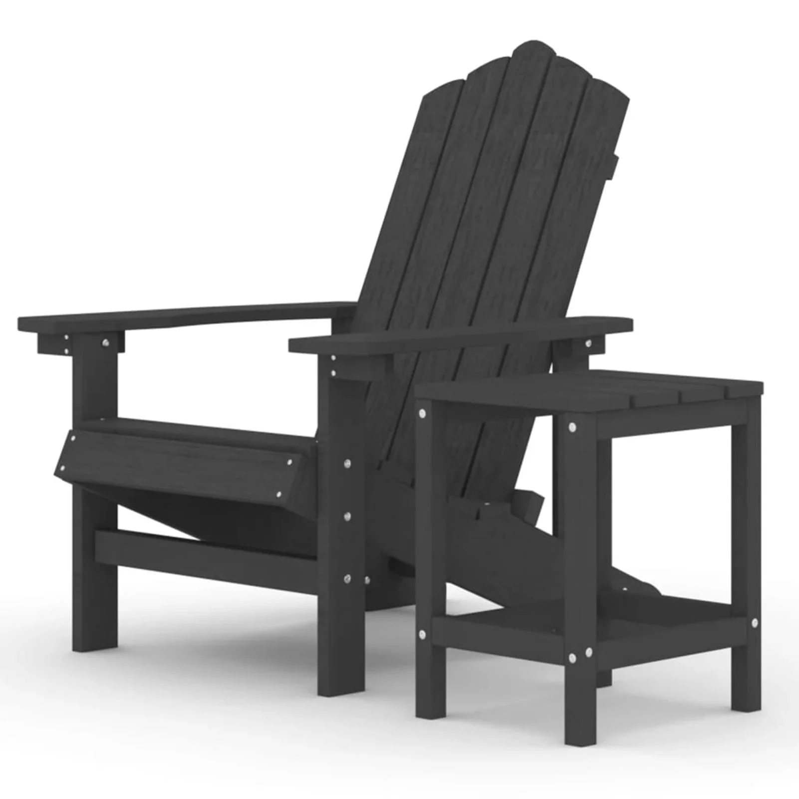 OWSOO Patio Adirondack Chair with Table HDPE Anthracite
