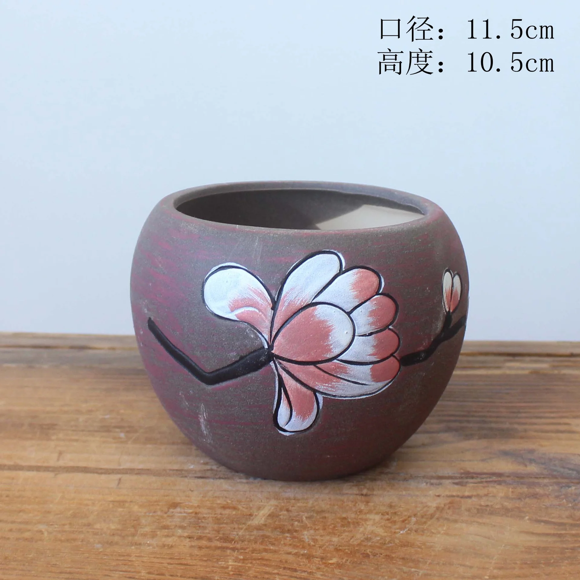 Vintage Hand-painted Ceramic Succulent Planter - Tabletop Gardening Pot for Horticulture