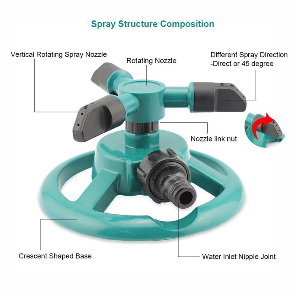 Lawn Sprinkler, Water Sprinklers for Garden Lawn Yard, Automatic 360 Degree Rotating Sprinkler Irrigation Sprayer, Adjustable Spraying Angle and Distance, Gardening Tool
