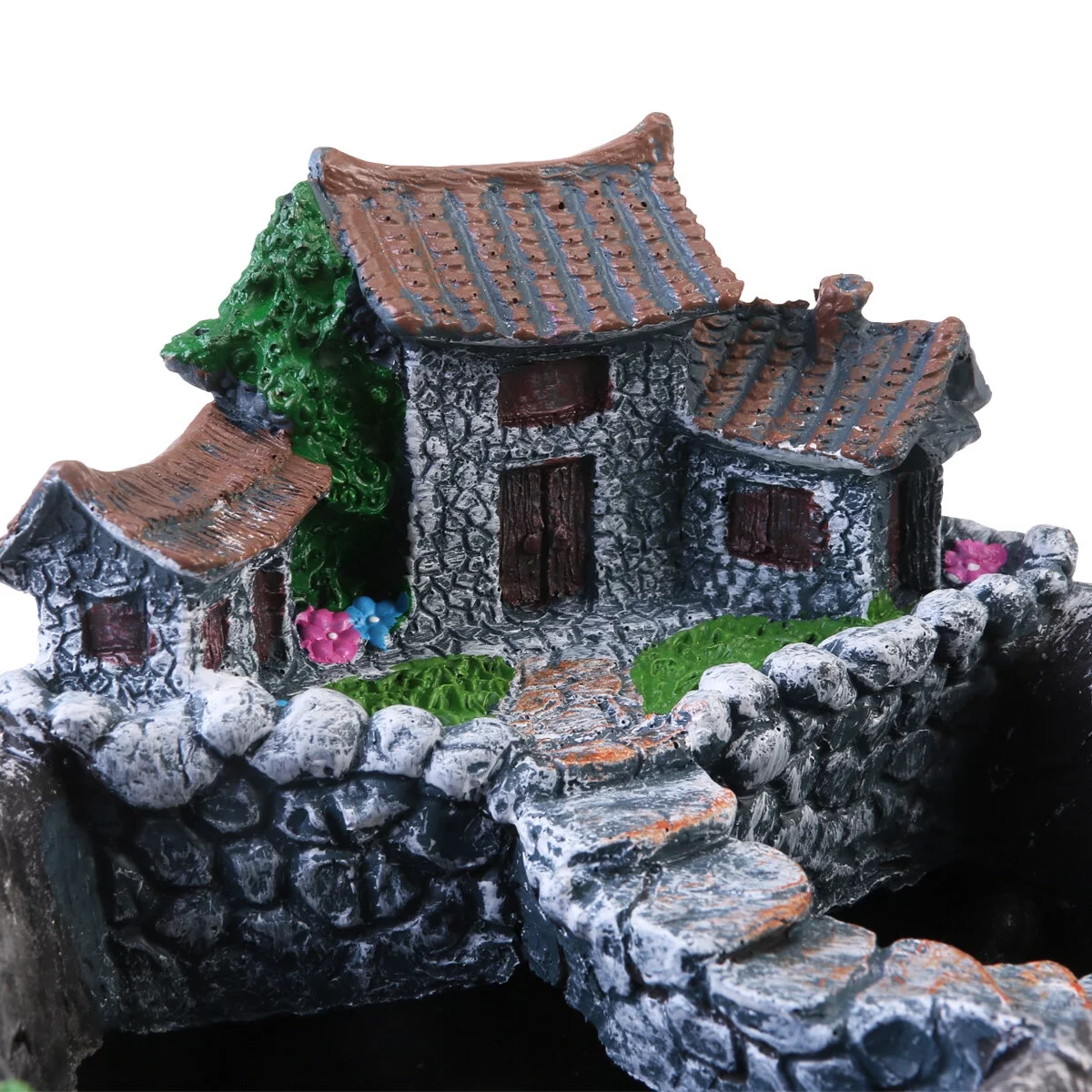 Gongxipen BESTOYARD Micro Landscape Artificial Flowers Succulent Plants Pot Tiny Creative Flower Pot Holders Hanging Garden Design with Sweet House (Silver)