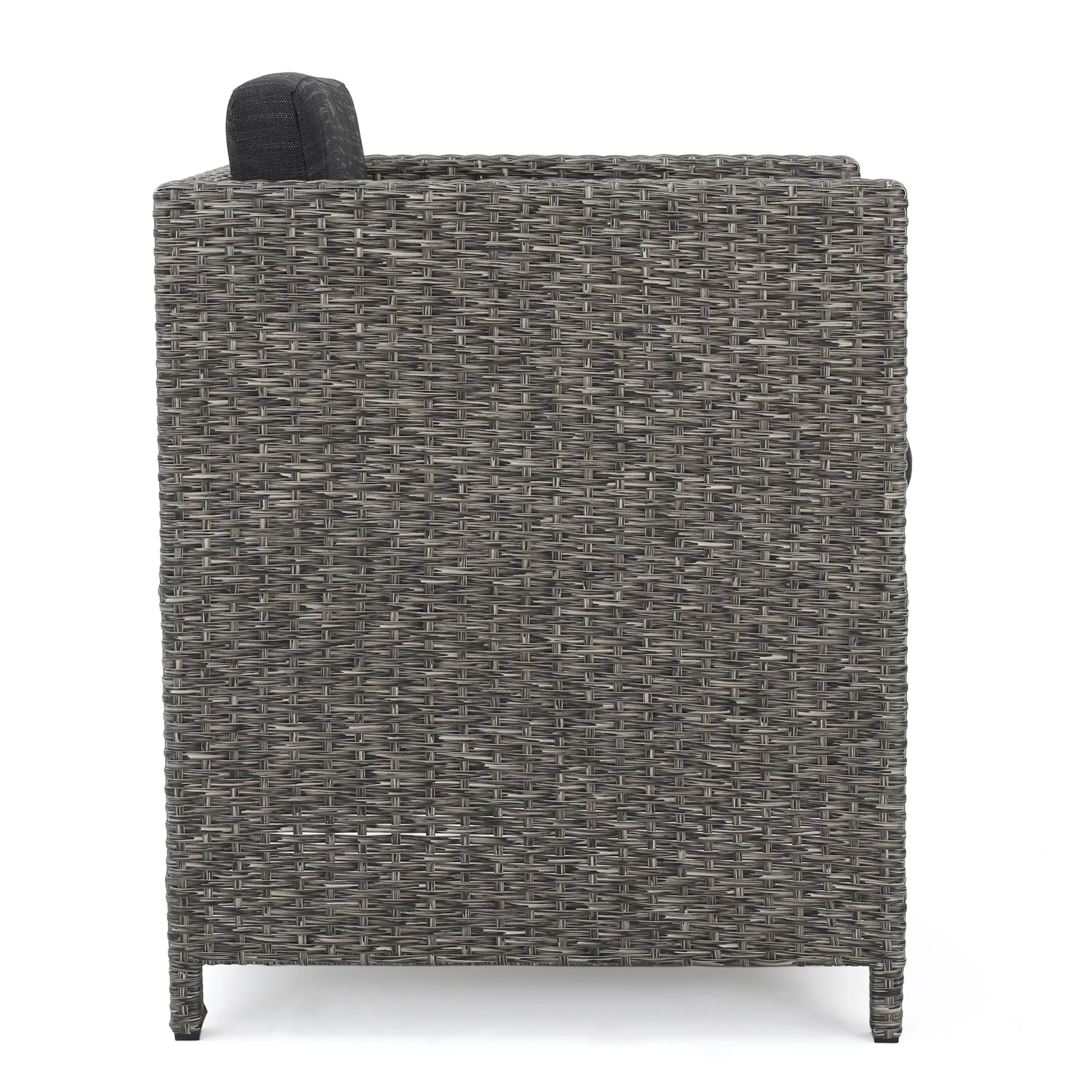 Cascada 5 Piece Outdoor Wicker Dining Set with Cushions, Mixed Black, Dark Grey