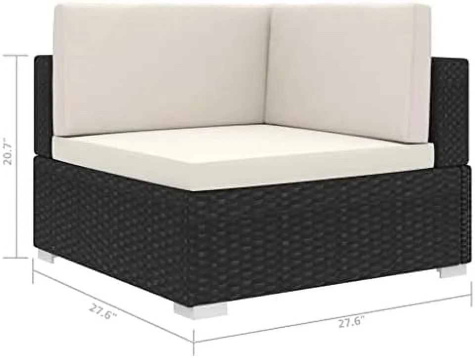 HYHBIBOOM Gray Poly Rattan Sectional Corner Chair with Cushions - Weather Resistant  Modular & Light-Weight Design  Perfect for Outdoor Garden and Patio