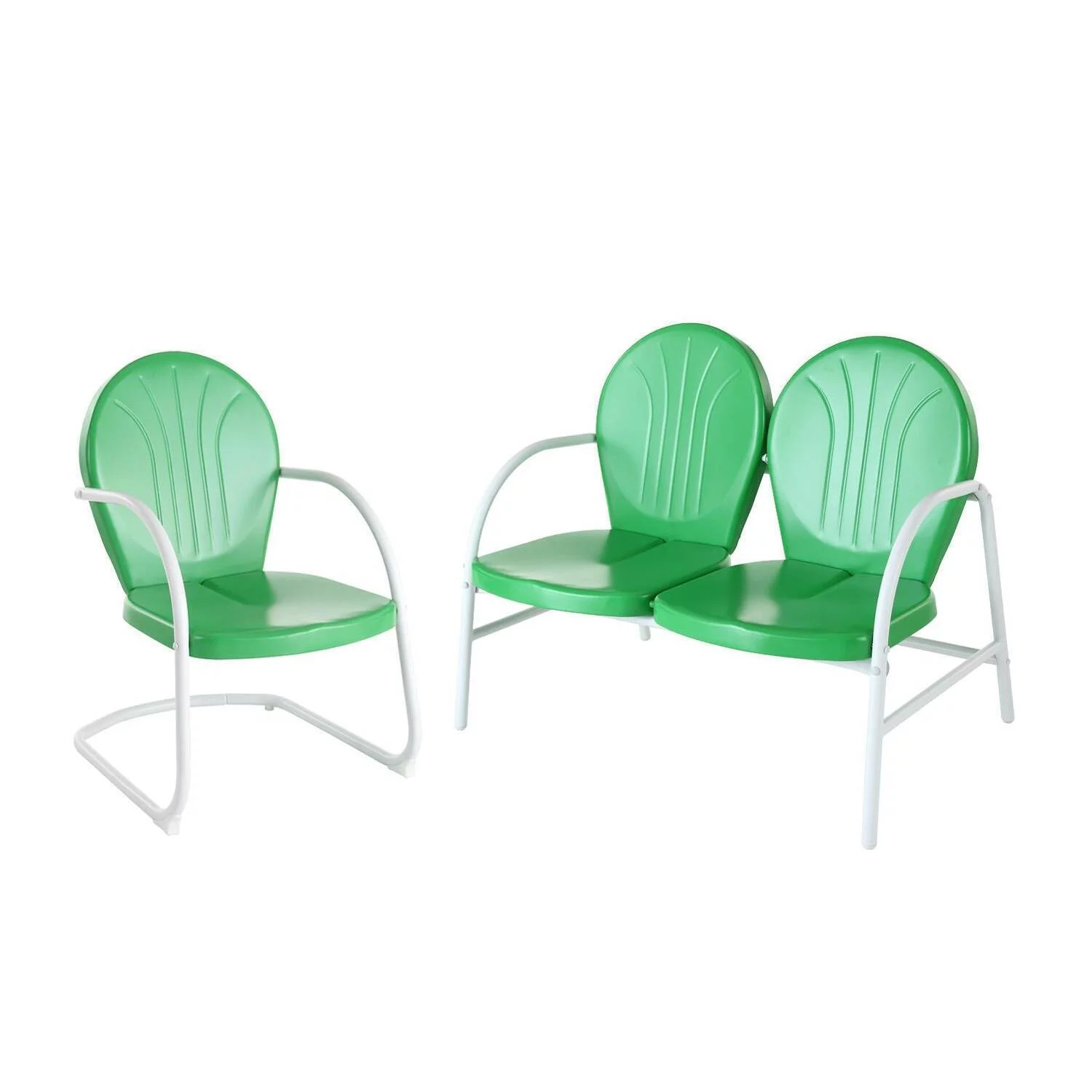 HomeStock Farmhouse Fresh 2Pc Outdoor Metal Conversation Set White Gloss - Loveseat & Chair