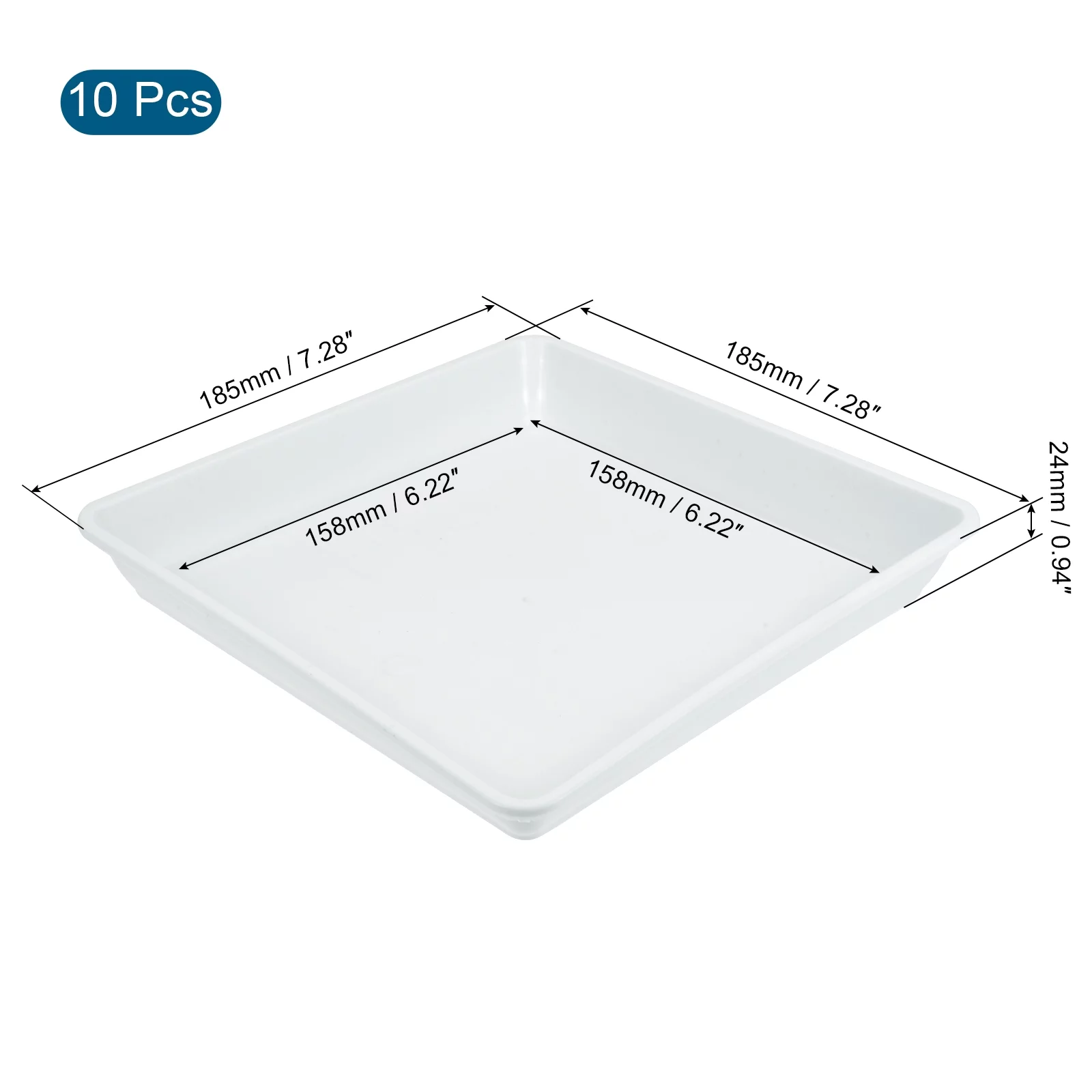 Uxcell Plant Pot Saucers Plastic Square Flower Drip Trays 10pcs White 7