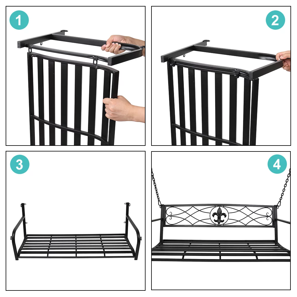 Flat Tube Double Swing Chair Back Thin Line, Bronze Brush Color（No Include Swing Frame）