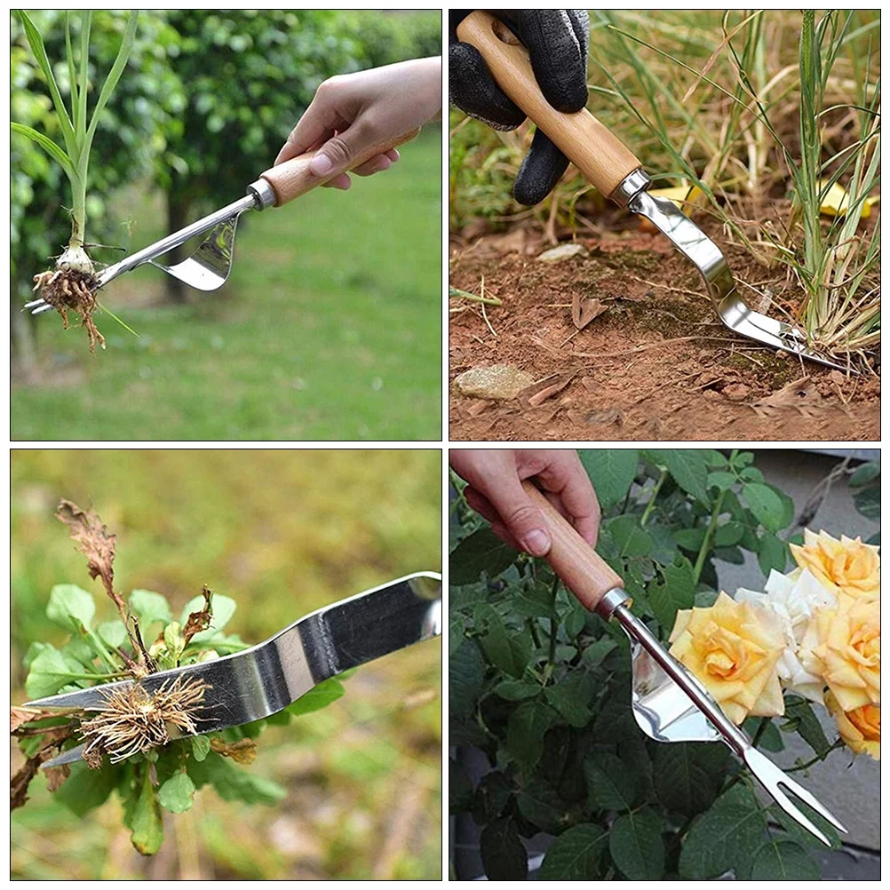 2Pcs Household Weeding Tools Wood Handle Weeding Devices Manual Weeders