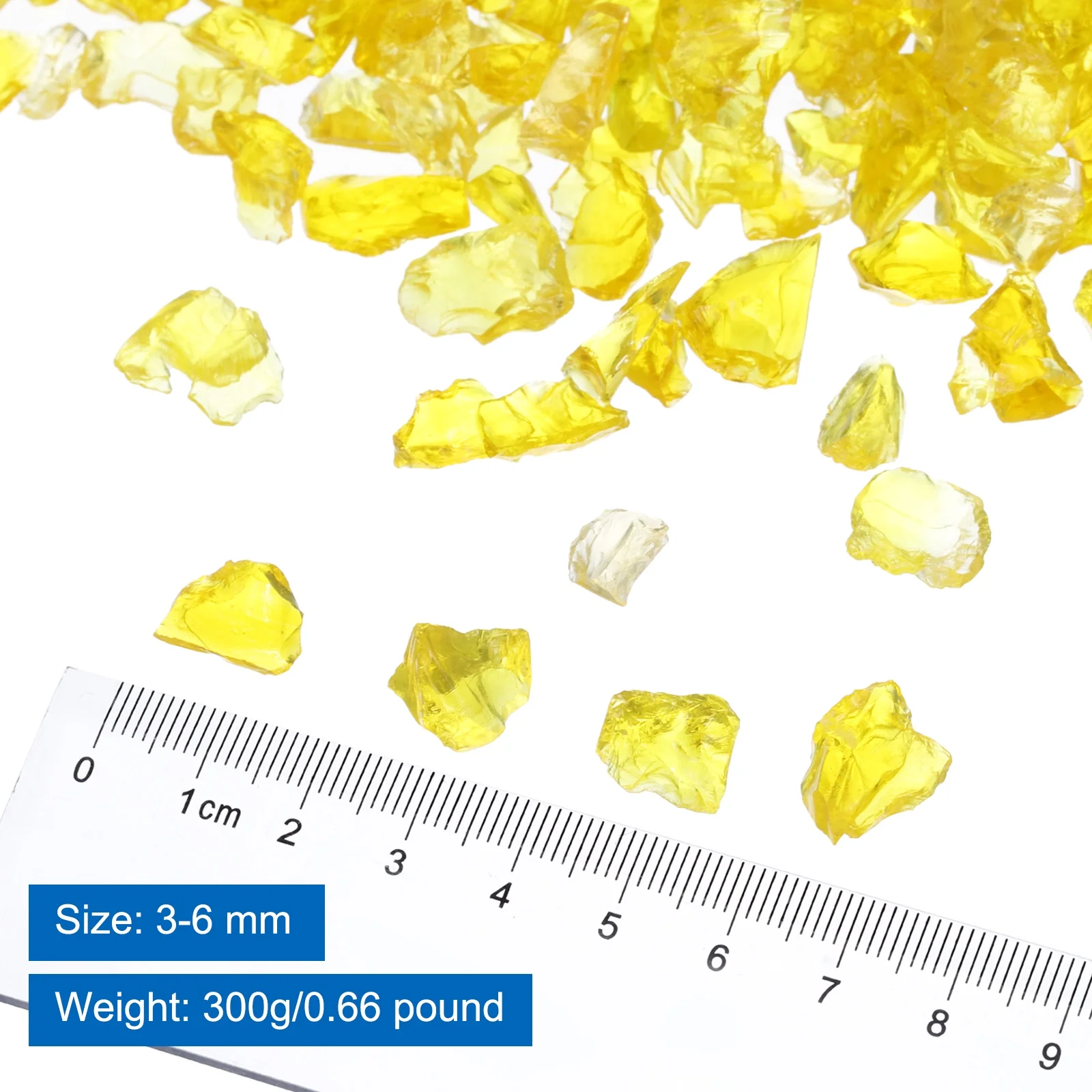 0.66 Pound Fire Glass Stone, 3-6mm Reflective Fire Pit Glass Rock for Fireplace, Yellow
