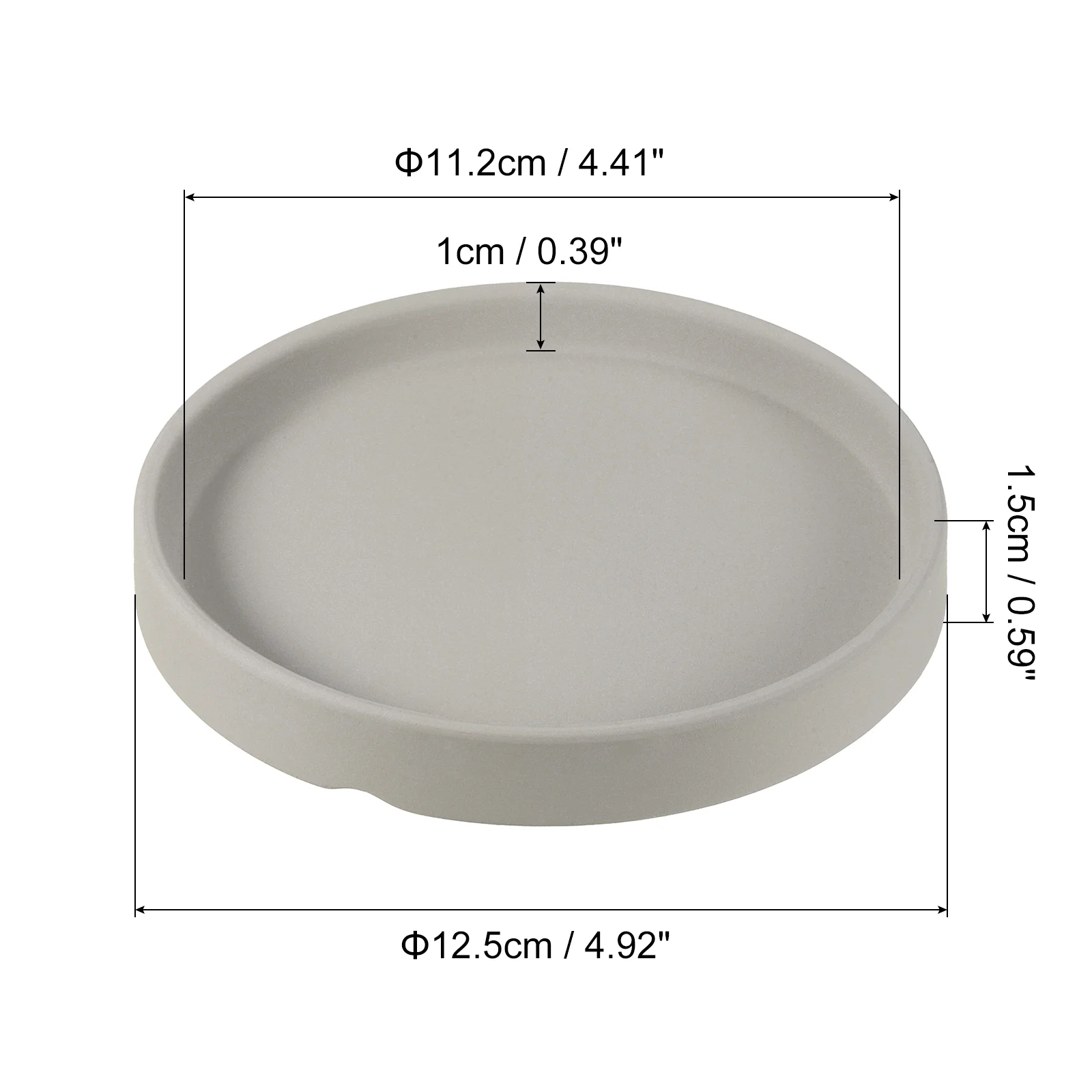 Plant Pot Saucer 5 Inch, Ceramic Round Flower Tray for Indoor, Light Gray