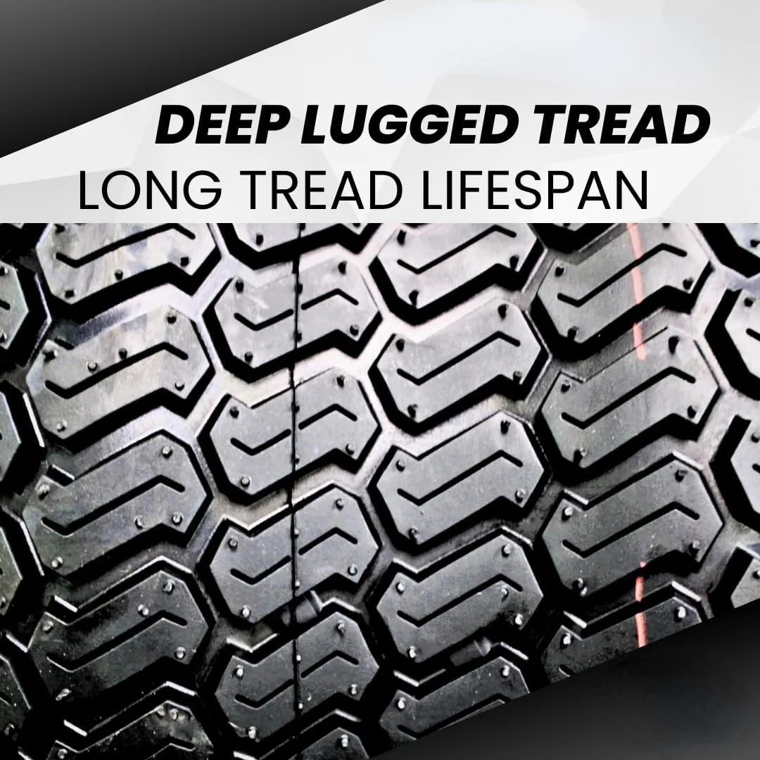 18x8.50-8 Turf Tires on 8x7 White Steel Wheels Compatible with Golf Carts and Mowers (Compatible with Toro Grandstand) (Set of 2)