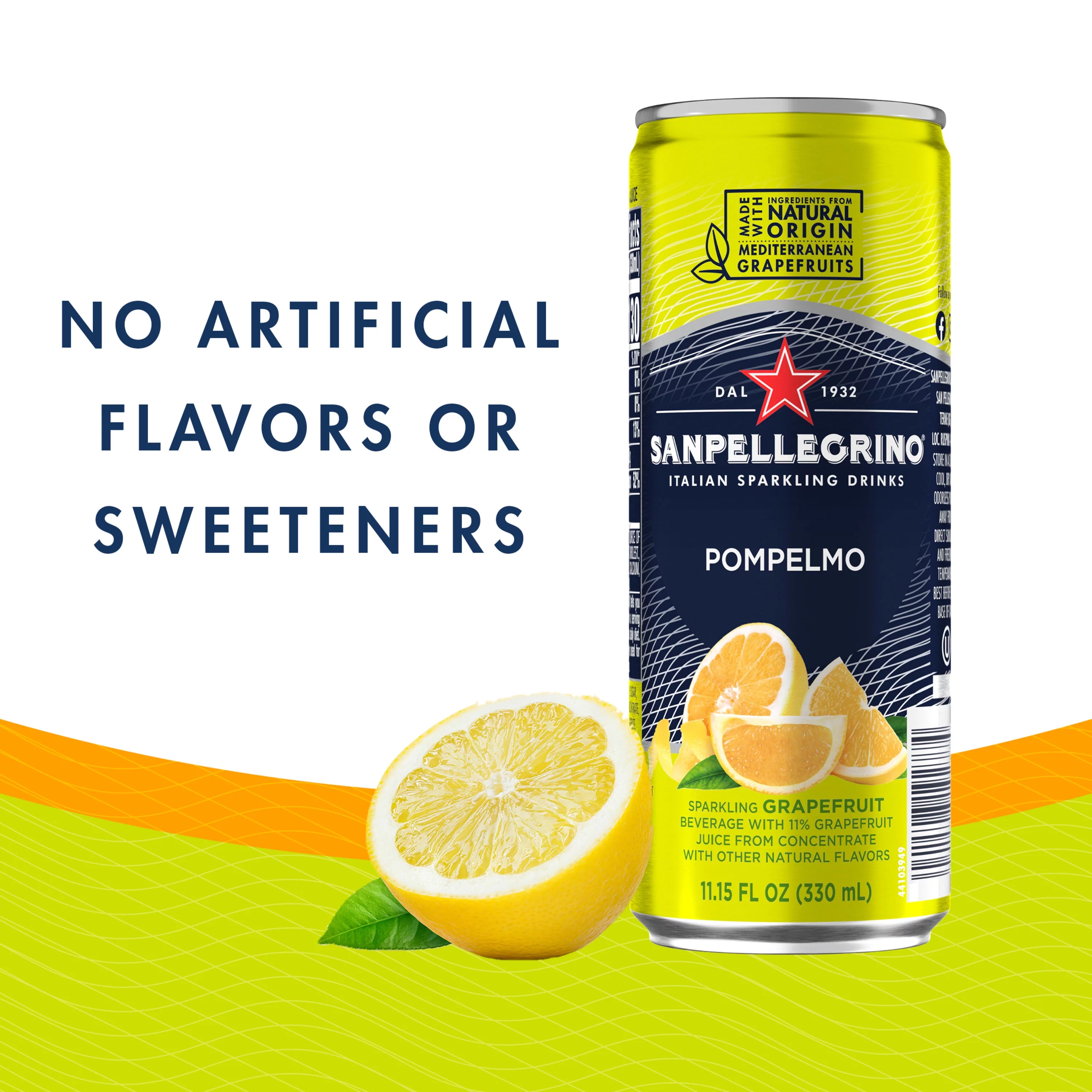 Sanpellegrino Italian Sparkling Drink Pompelmo, Sparkling Grapefruit Beverage, 6 Pack of Cans 66.9 fl oz