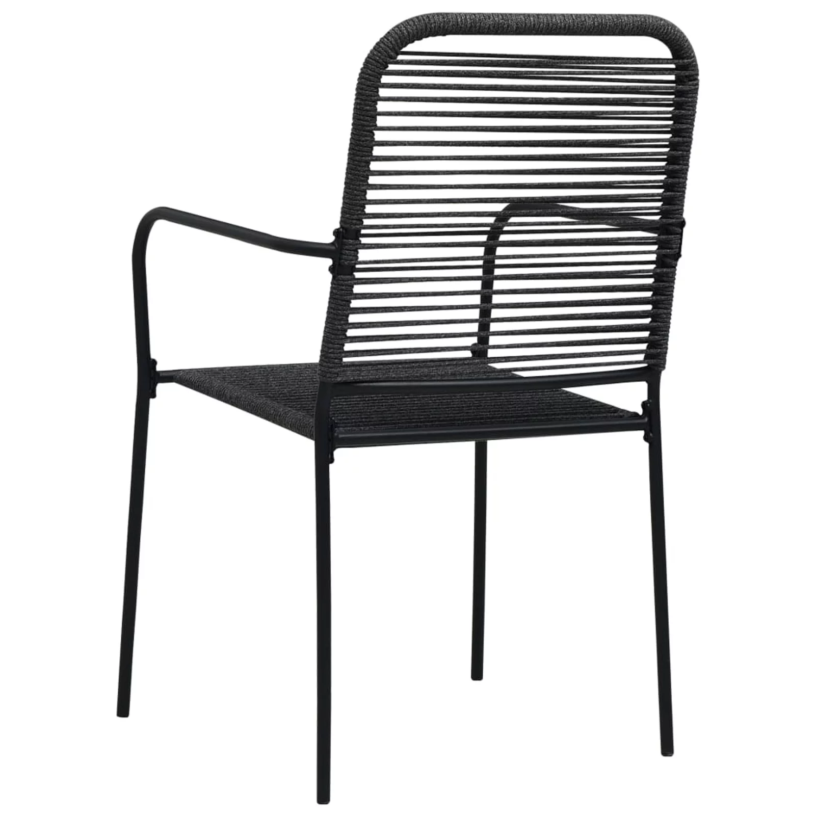 Tomshoo Patio Chairs 2 pcs Cotton Rope and Steel Black