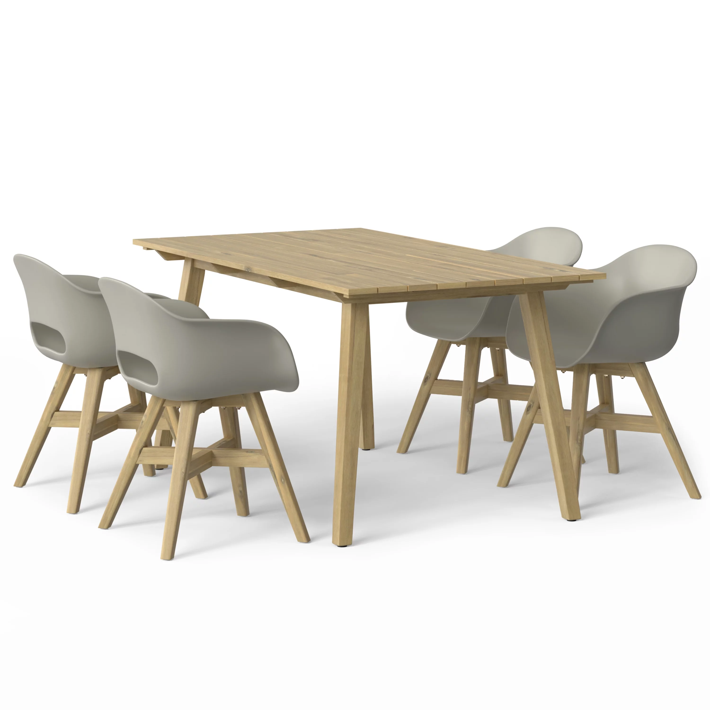 Simpli Home Kona Contemporary 5 Piece Outdoor Dining Set in Taupe