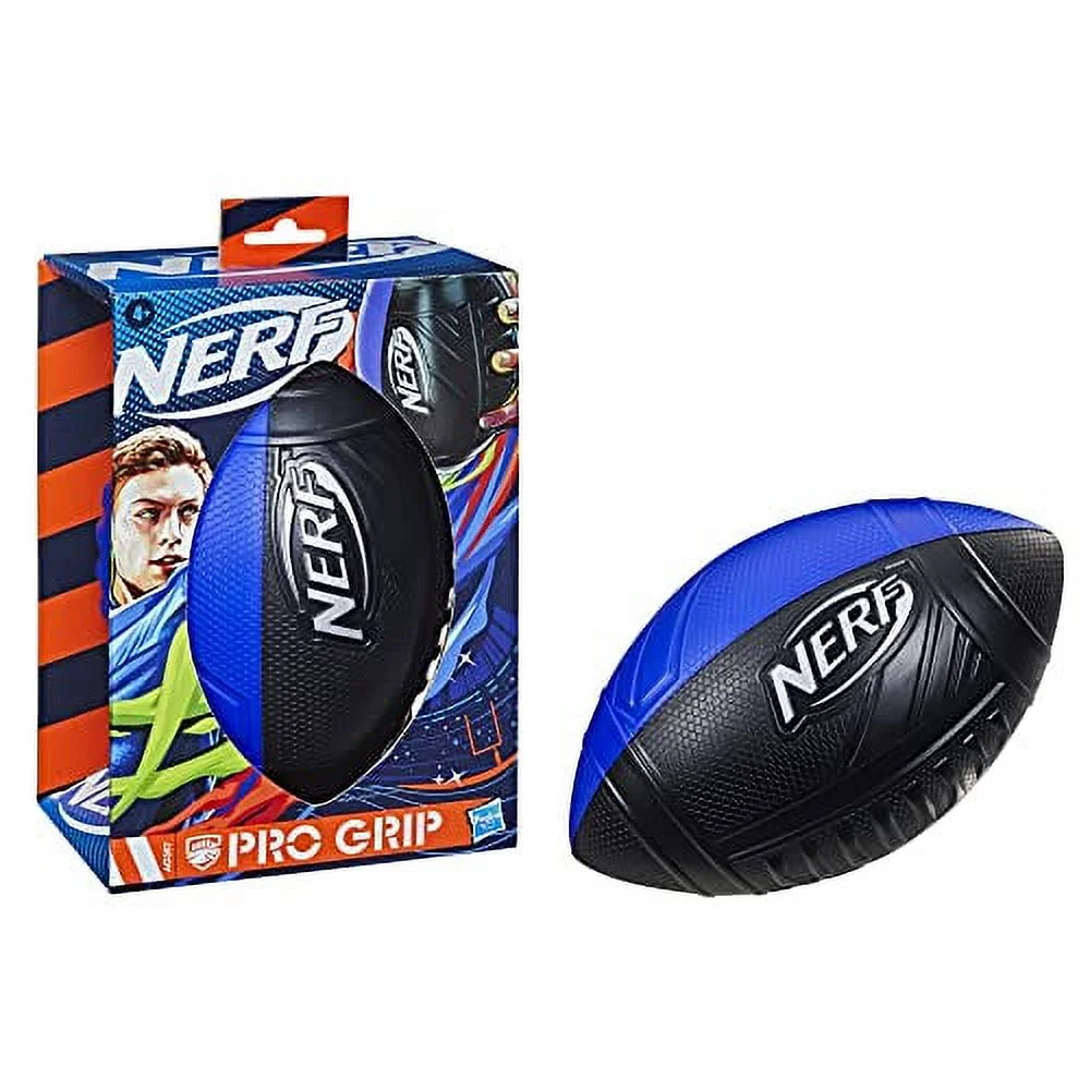 Nerf Pro Grip Football - Classic Foam Ball - Easy to Catch and Throw - Great for Indoor and Outdoor Play - Blue