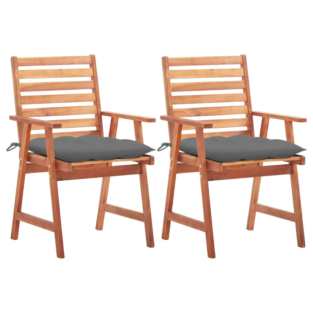 Acacia Wood Patio Dining Chairs Set of 2 with Cushions, All Weather Extra Large Outdoor Dining Chairs with Armrest, Teak Wood Outside Chair 22