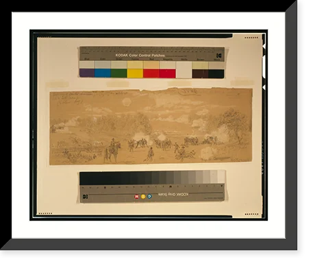 Historic Framed Print, Artillery of Smith's division commanded by Capt. Ayres engaging the rebels at White Oak Swamp - 2, 17-7/8