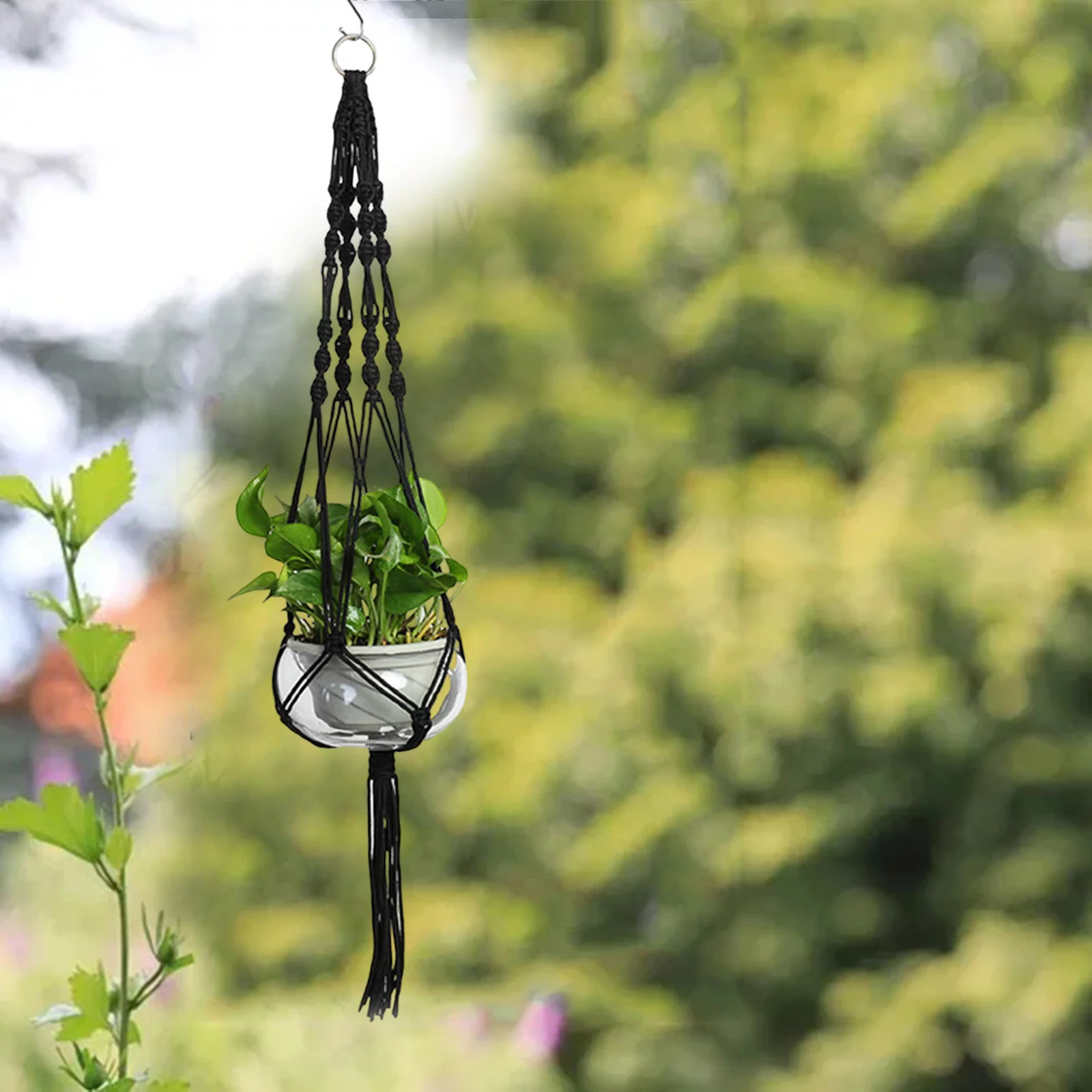 Flower Pot Rack Lace Hanger Ephedra Rope Lace Flower Pot Rack Hanging Basket With Beads Flower Pot Rack Lace Hanger Utility Tool