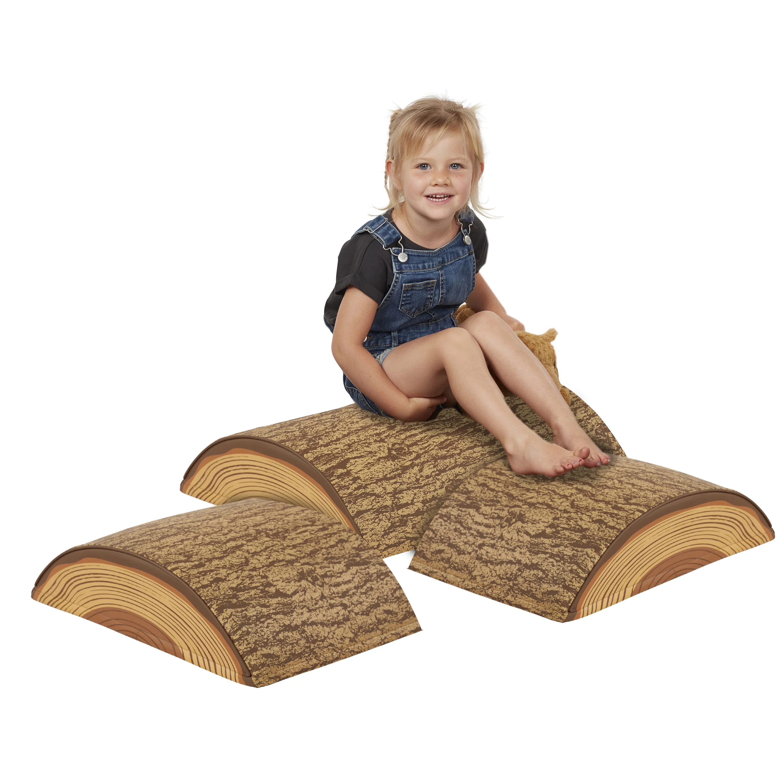 ECR4Kids SoftZone Tree Log Climber Set, Chocolate, 3-Piece