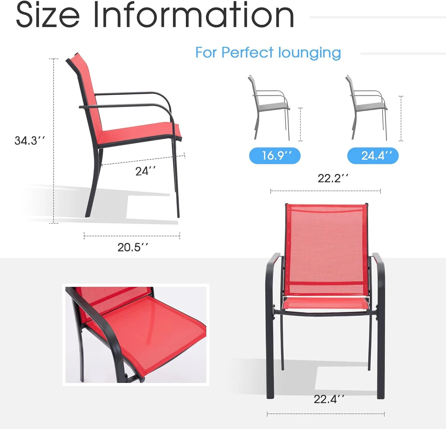 VICLLAX Folding Patio Chairs with Arms, Foldable Patio Dining Chairs,Lawn/Camping Chair, Set of 6, Blue