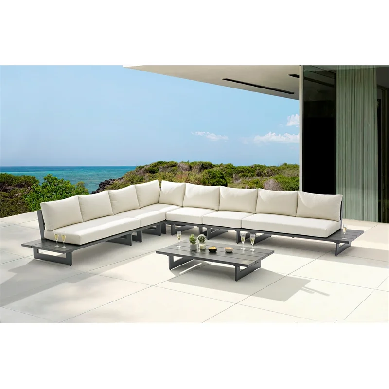 Meridian Furniture Maldives Cream Water Resisting Outdoor Modular Sectional