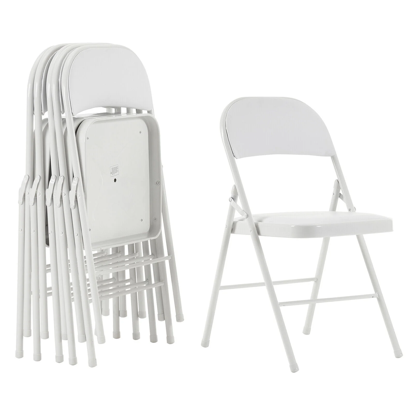 6 Pack Padded Folding Chairs Stackable Picnic Party Commercial Set Of 6 White