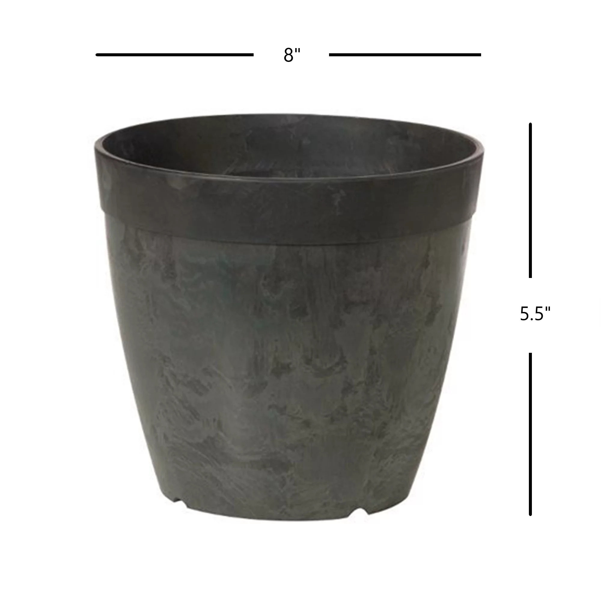 Novelty 03088 8 in. Dolce Planter, Black, Round