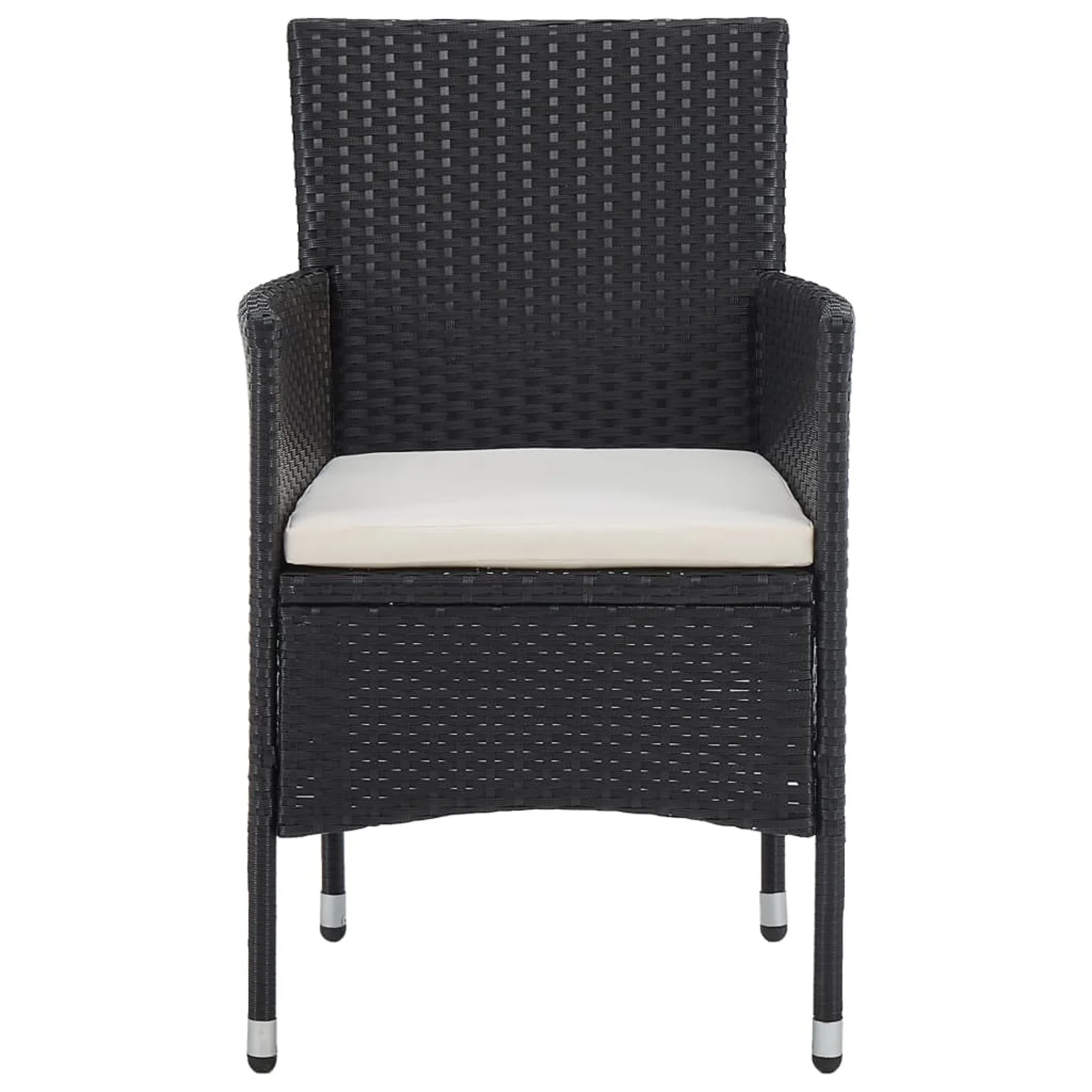 moobody Patio Dining Chairs 2pcs Poly Rattan Black