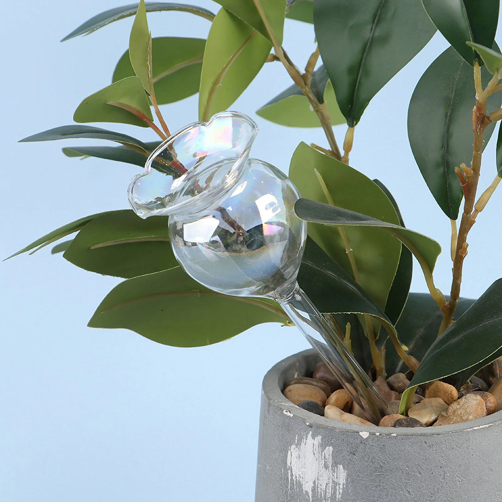 1PC Automatic Flower Watering Device Plant Waterer Self Watering Globes Flower Shape Hand Blown ClearPlastic Aqua Bulbs