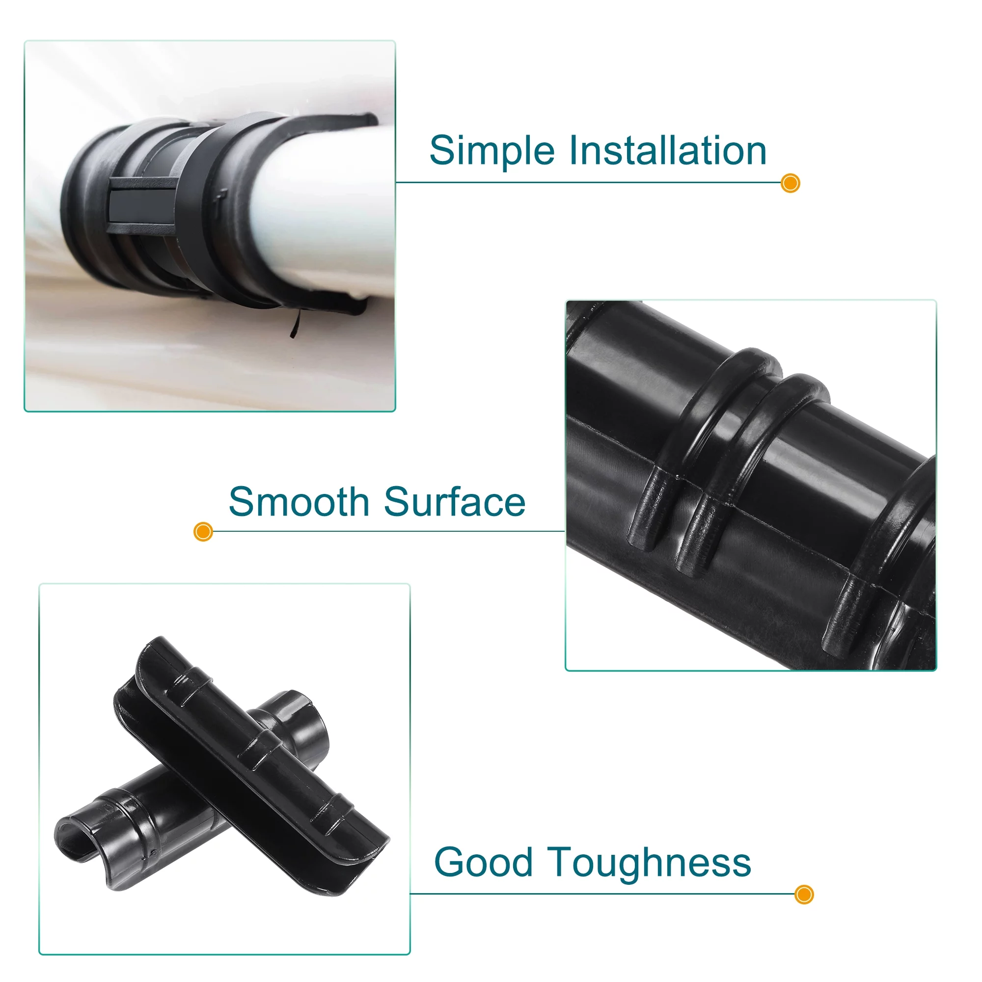 Uxcell 22mm Black Farm Plastic Clamps Snap Clamps for Greenhouse Film Garden Frame Pipe 10 Pack