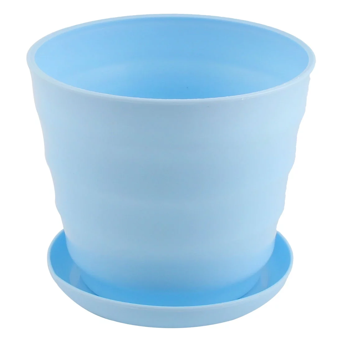 Home Patio Office Plastic Stripe Pattern Plant Planter Flower Pot Sky Blue