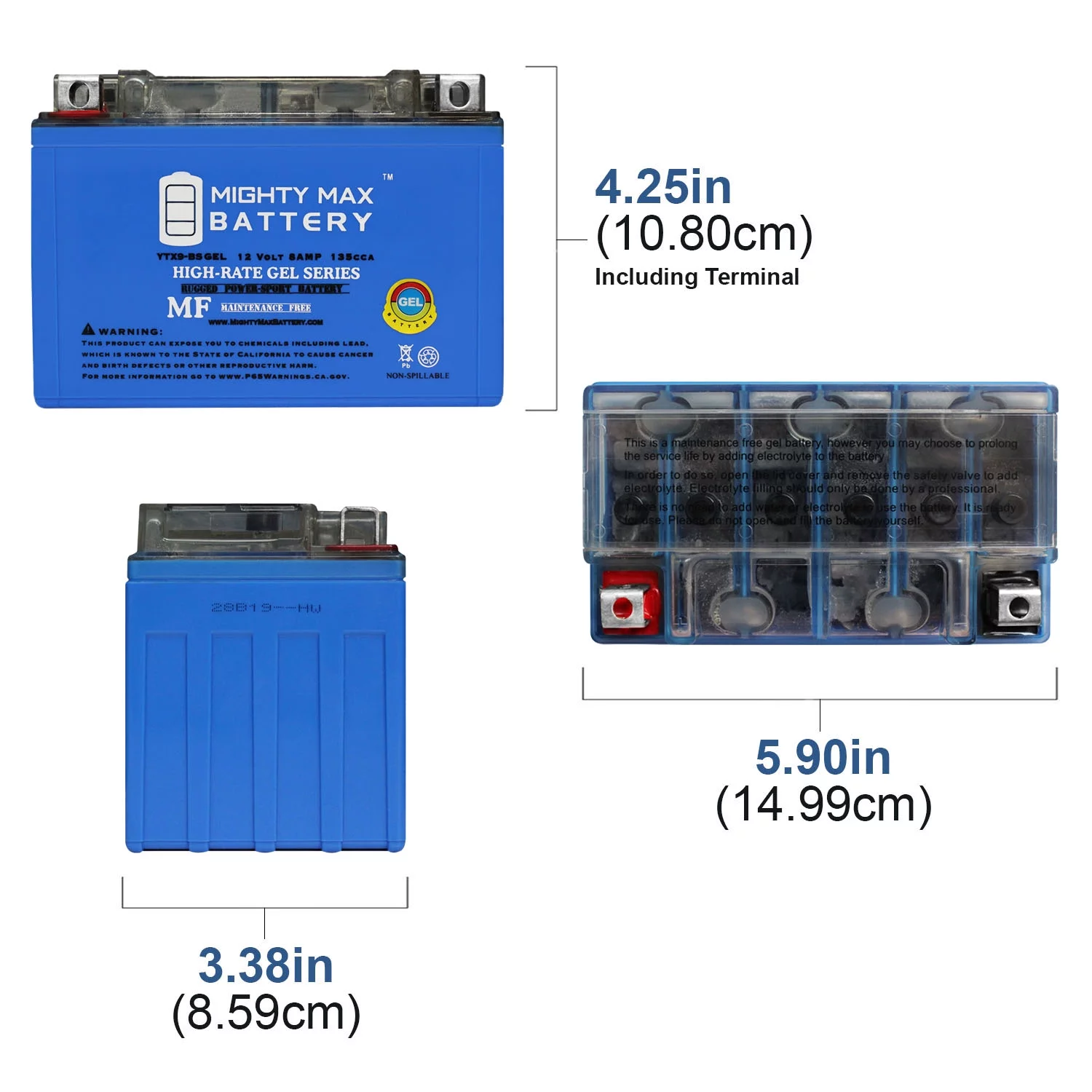 YTX9-BSGEL 12V 8AH GEL Replacement Battery compatible with Snowmobile Mowers PWC Watercraft - 8 Pack