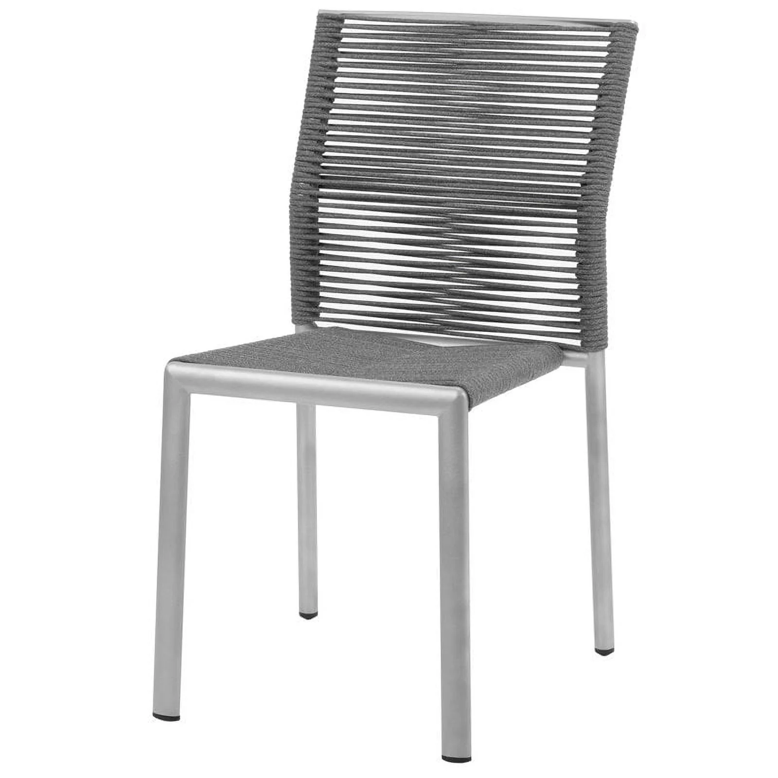 Source Furniture Avalon Aluminum Frame Patio Dining Side Chair in Charcoal Rope